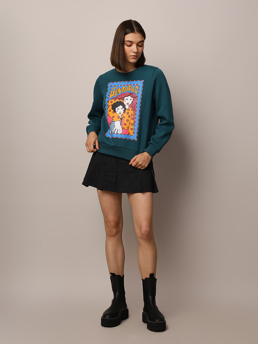 Green Printed Sweatshirt