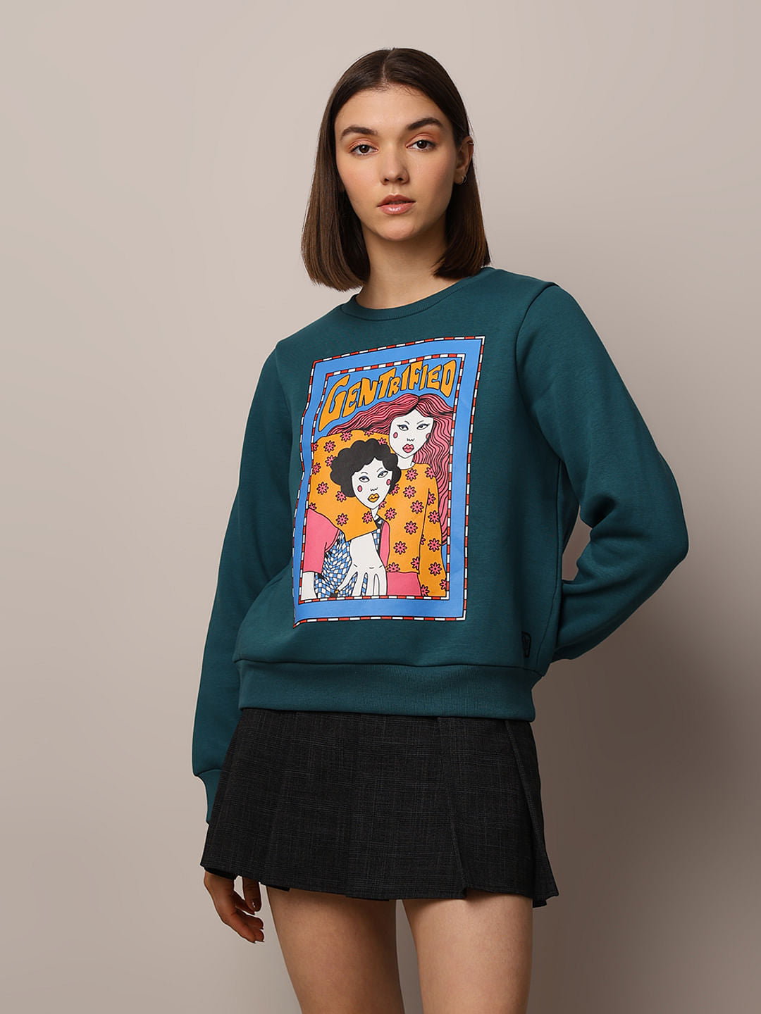 Green Printed Sweatshirt