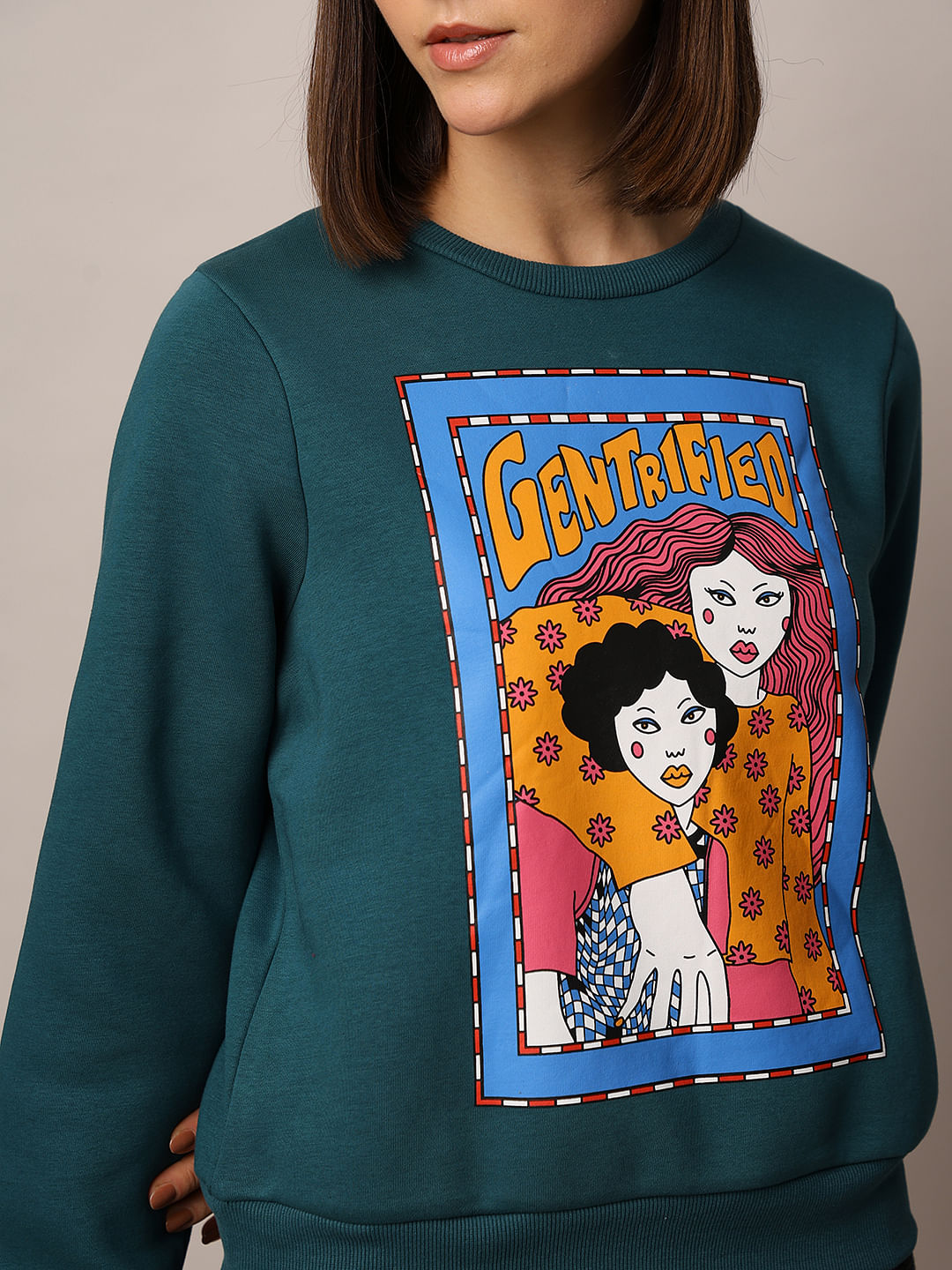 Green Printed Sweatshirt