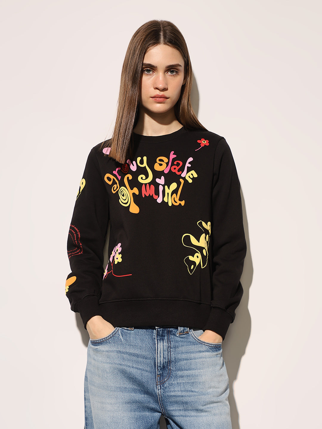 Black Printed Sweatshirt