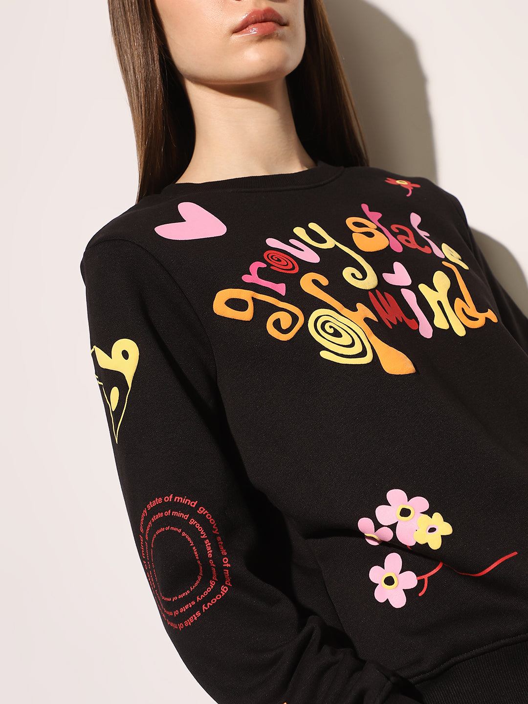 Black Printed Sweatshirt