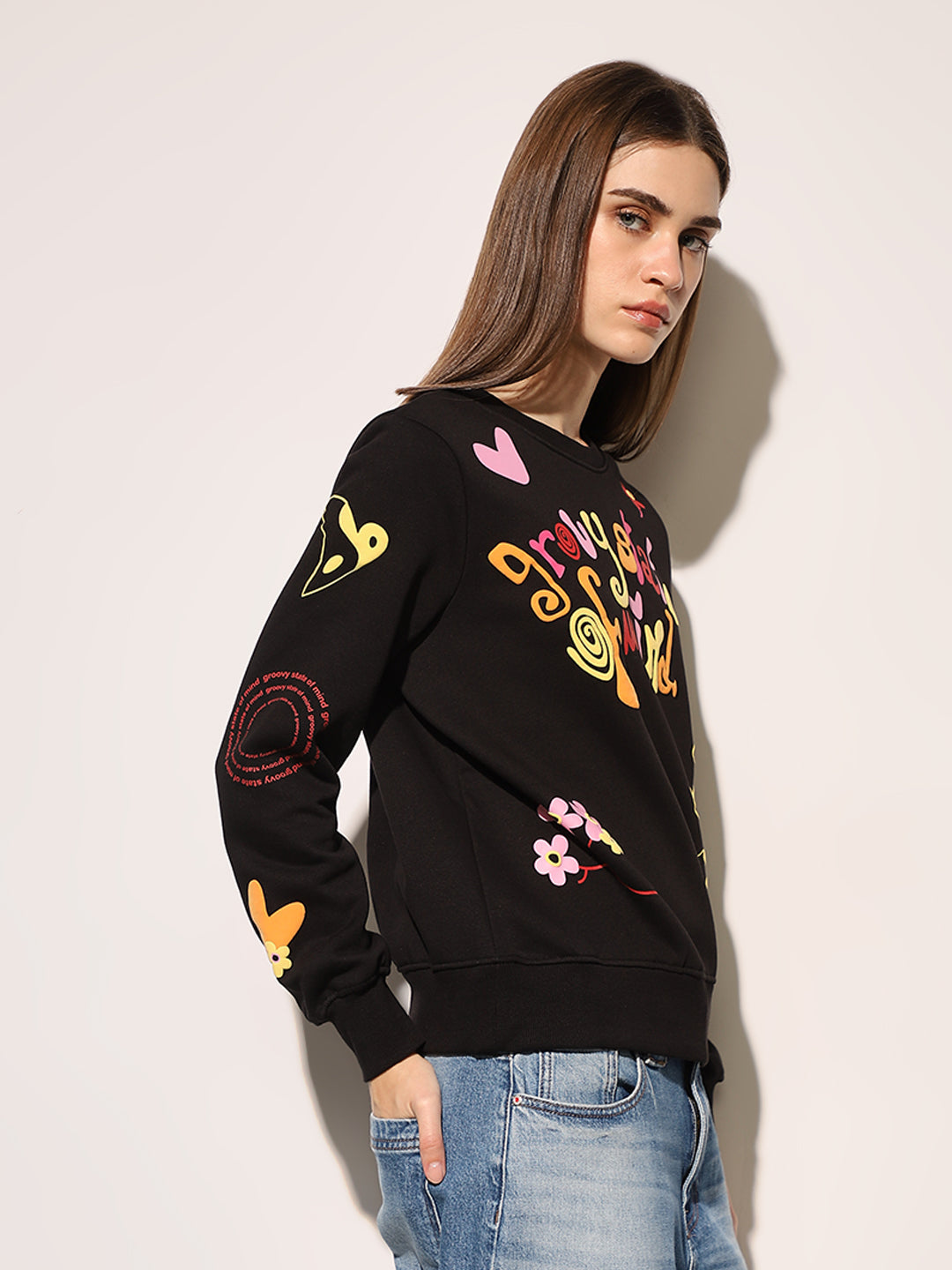Black Printed Sweatshirt