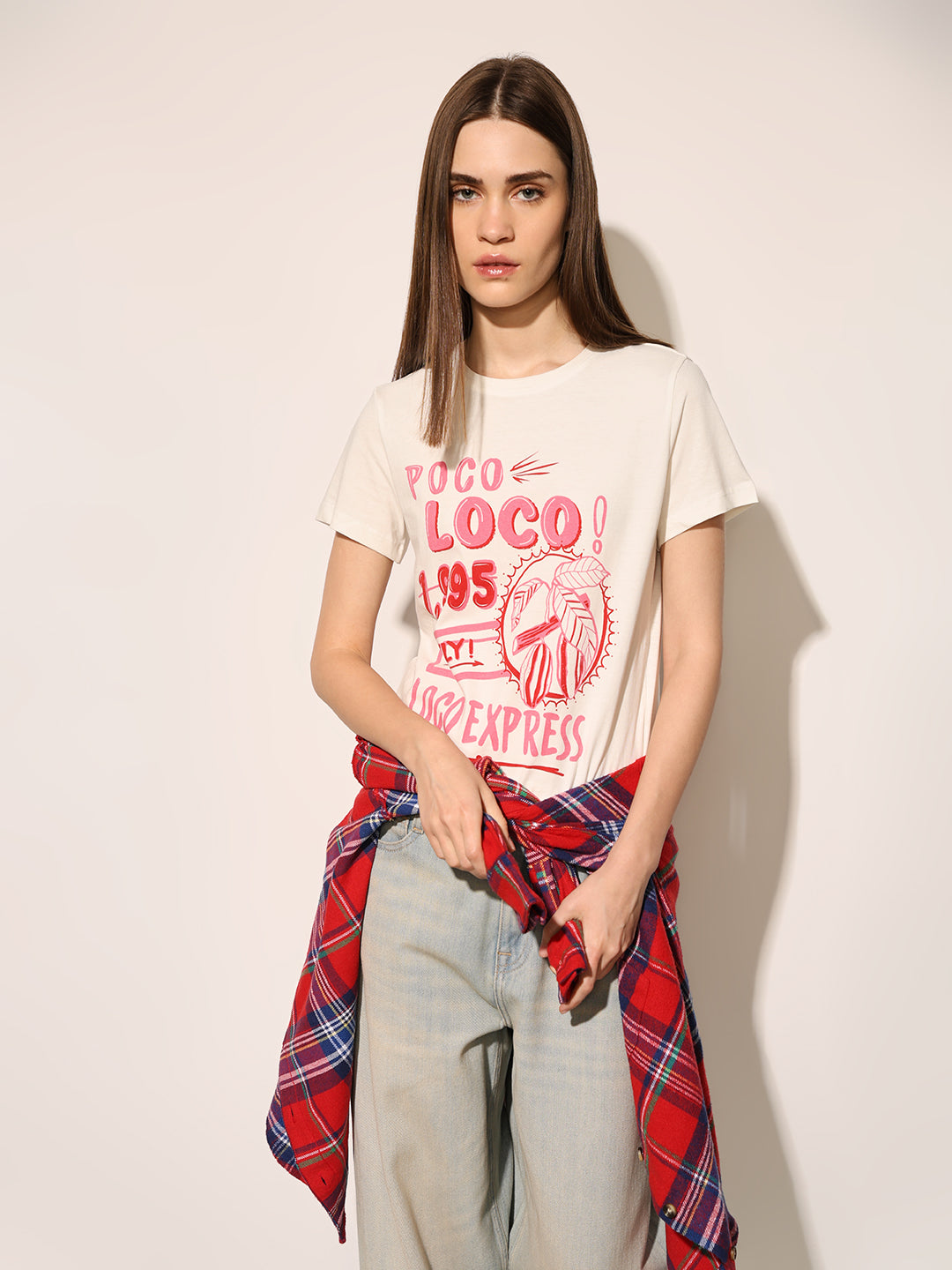 White Printed Cotton T-shirt