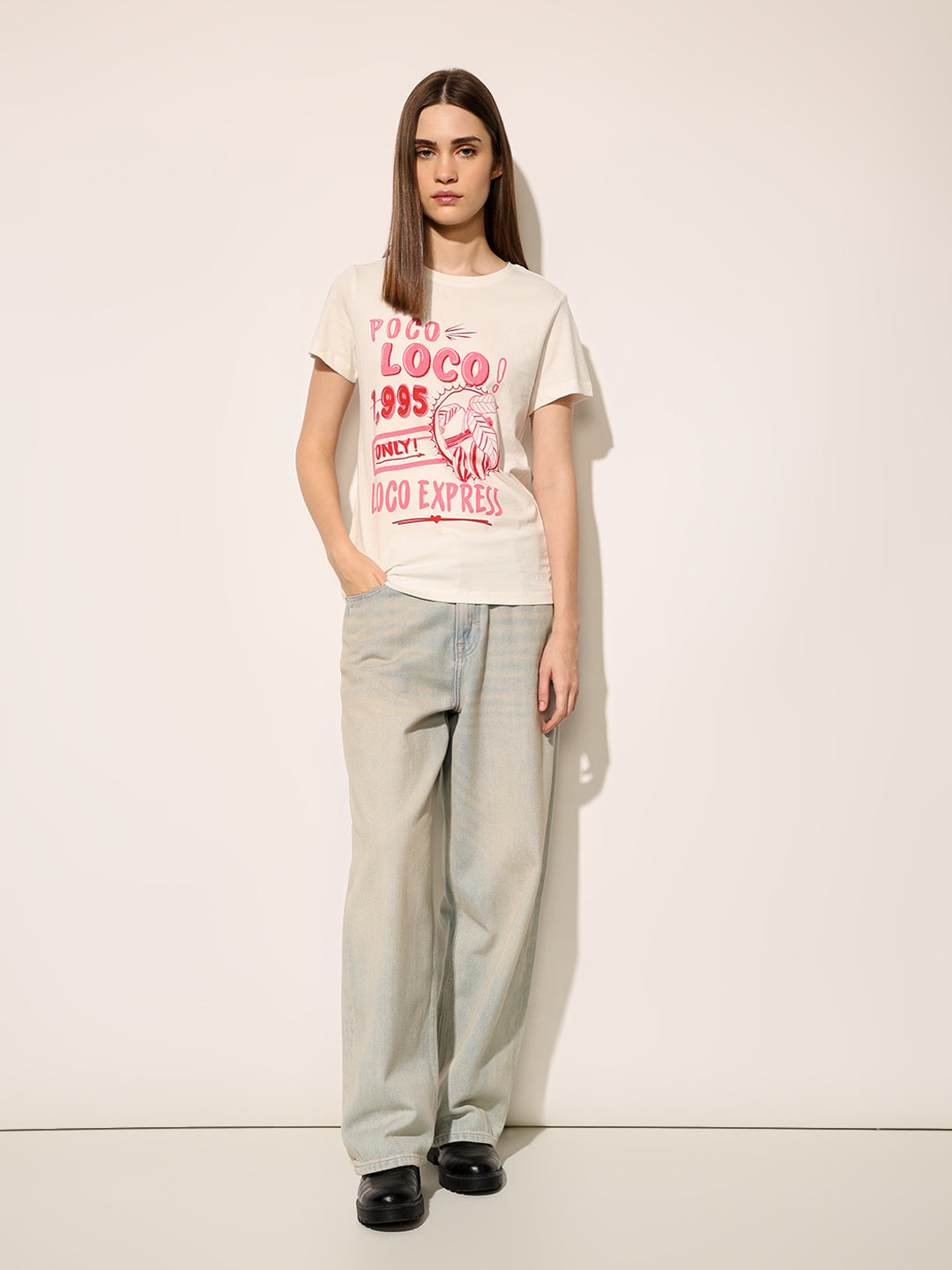 White Printed Cotton T-shirt