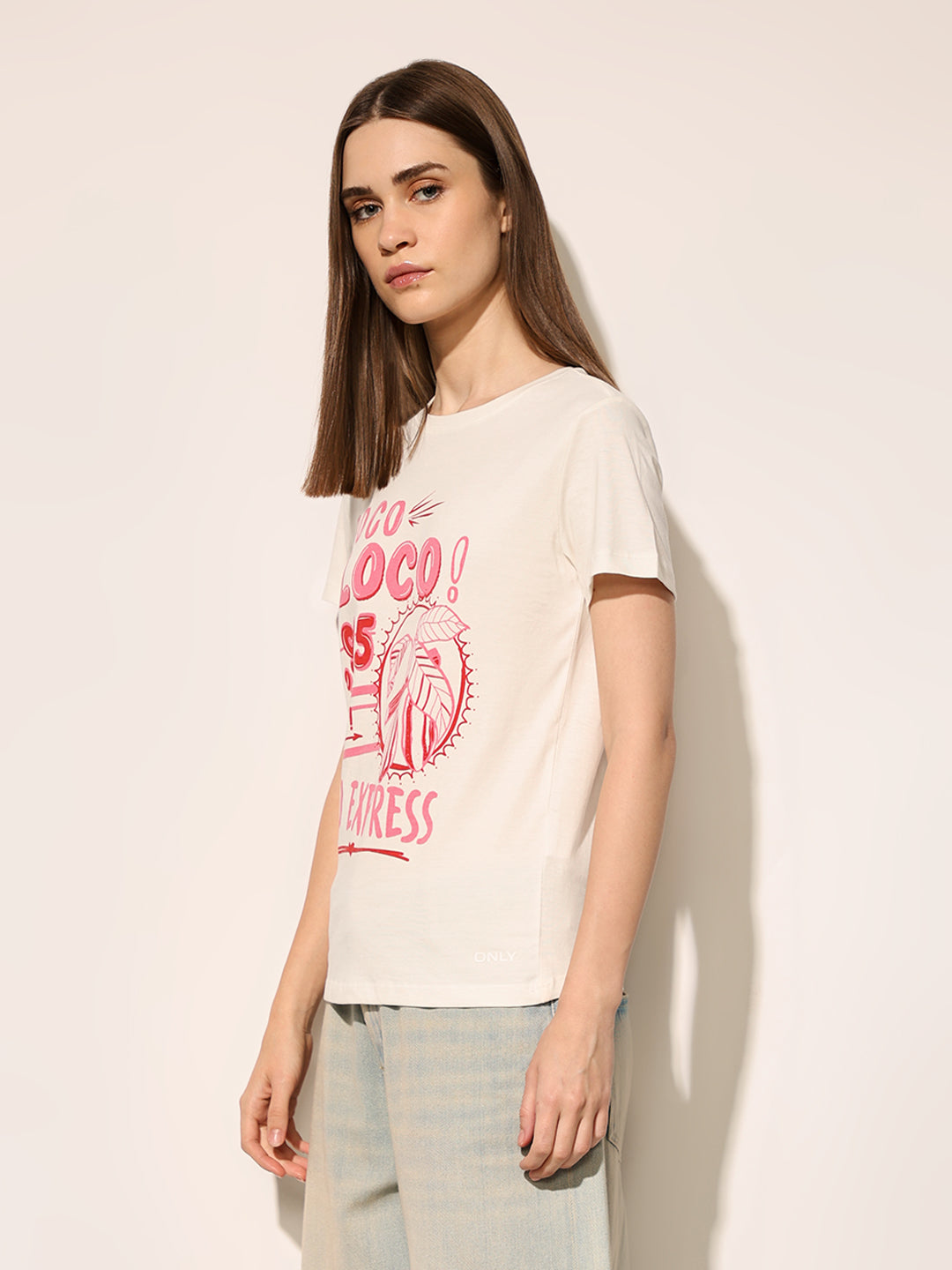 White Printed Cotton T-shirt