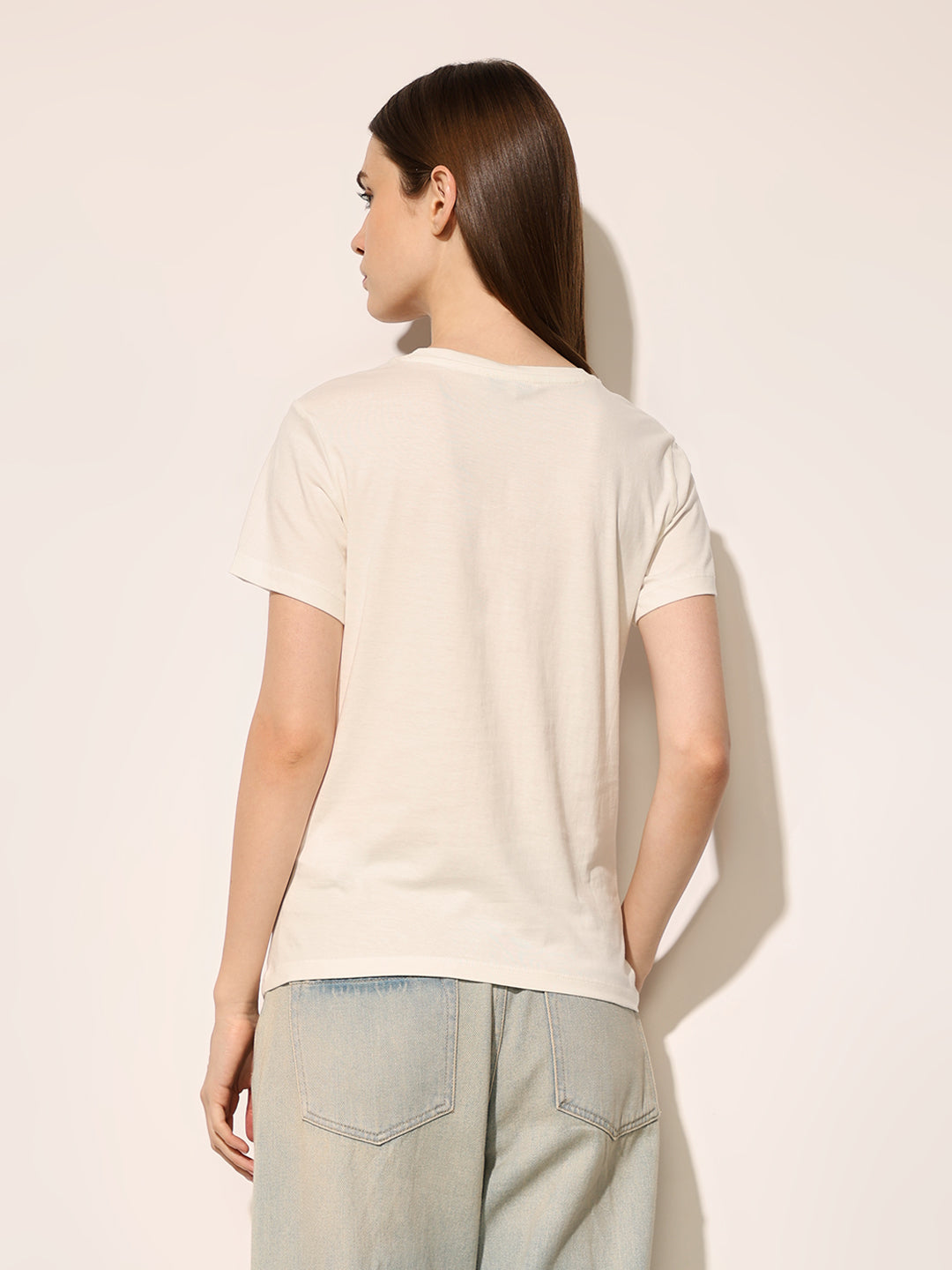 White Printed Cotton T-shirt