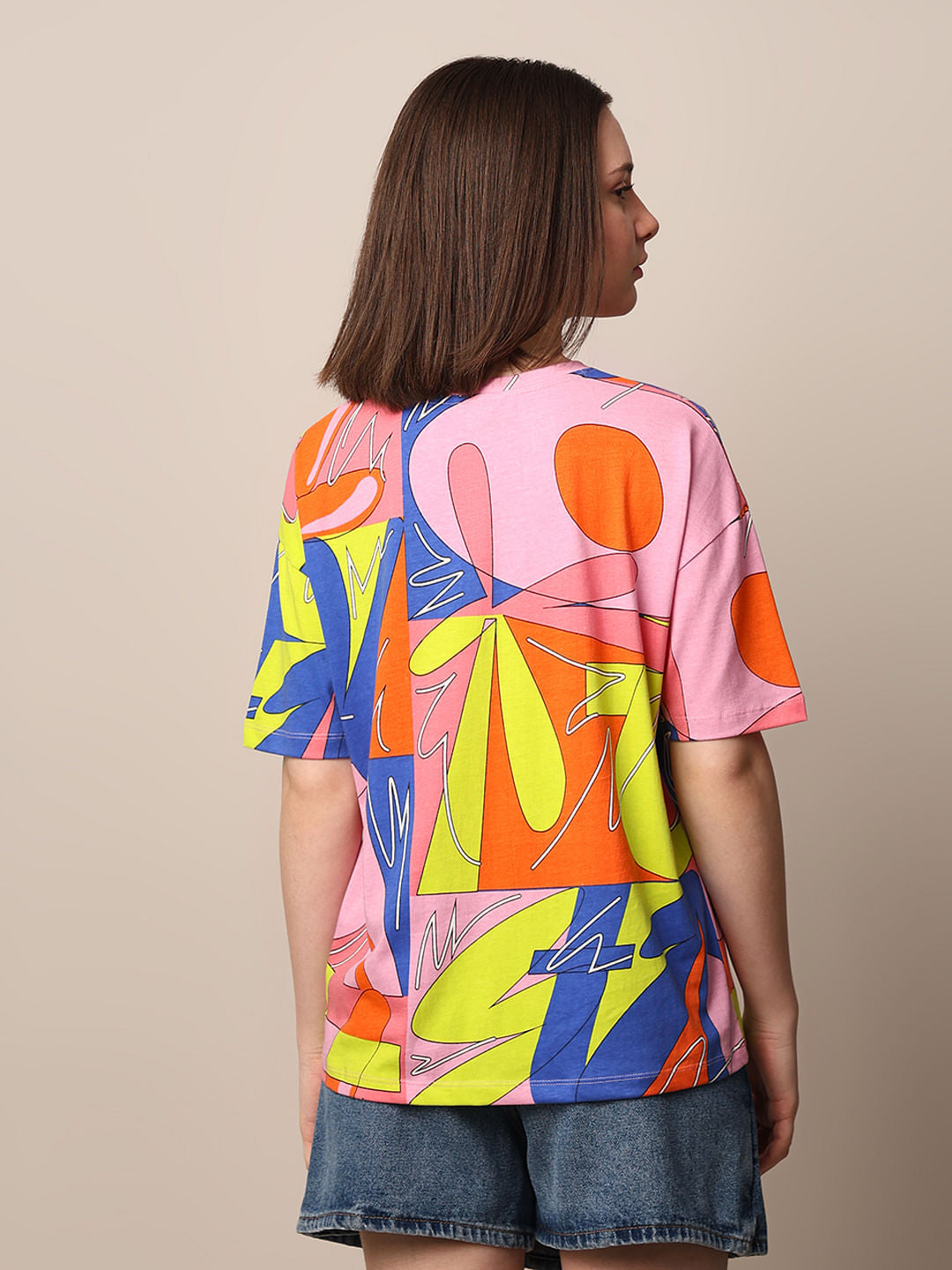 Multi-Colour Printed Oversized T-Shirt