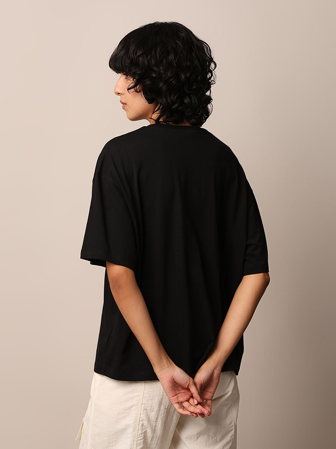 Black Graphic Print Oversized T-Shirt