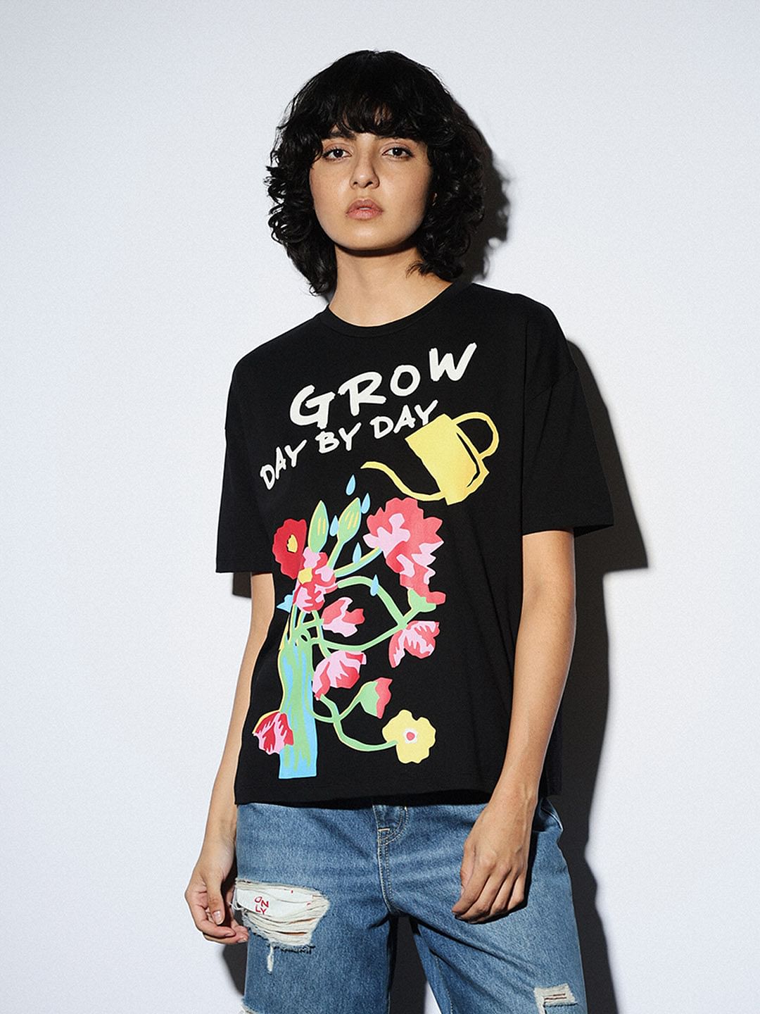 Black Graphic Print T-Shirt