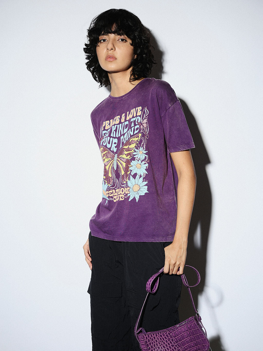Purple Graphic Print T-Shirt