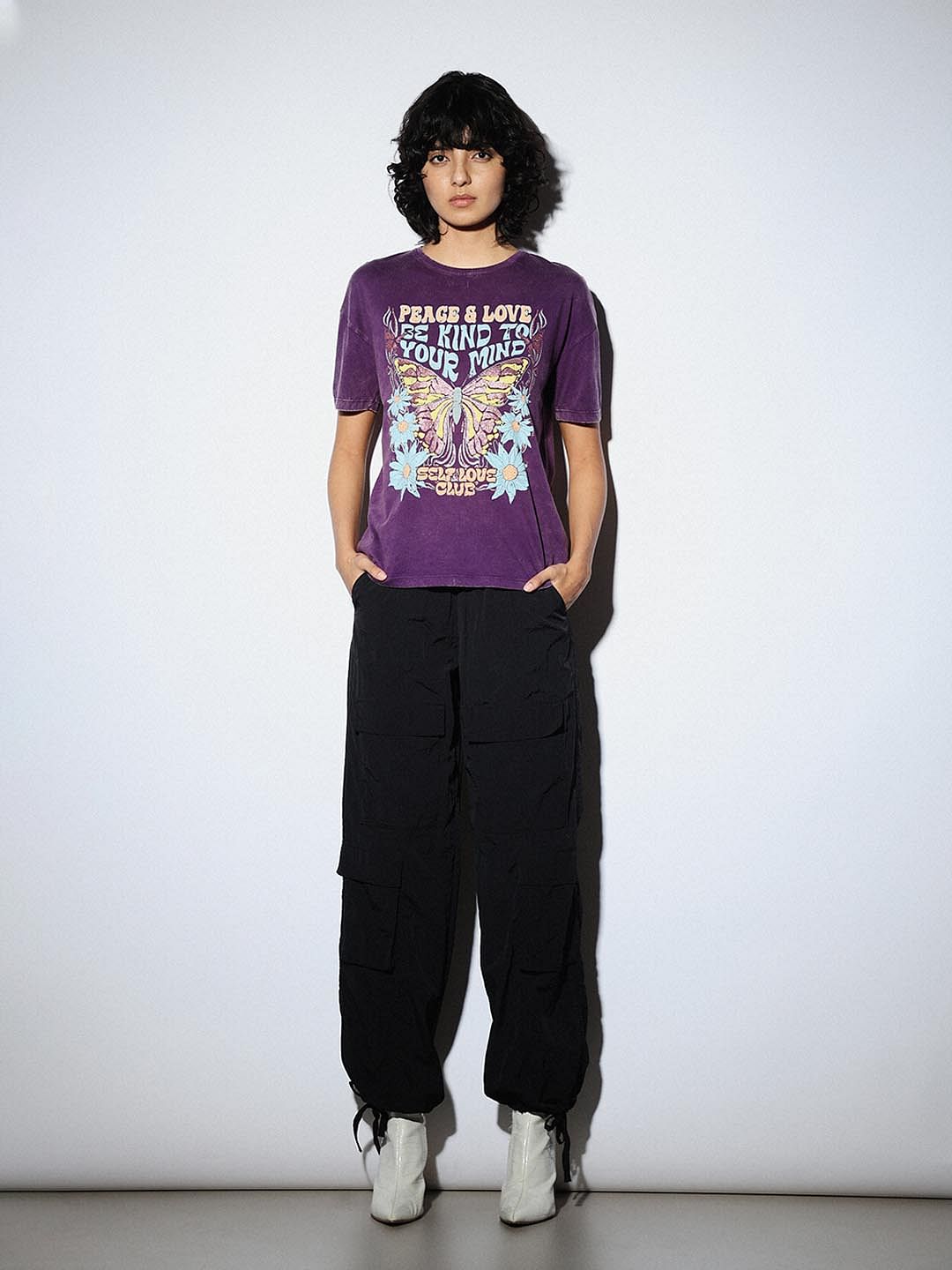 Purple Graphic Print T-Shirt