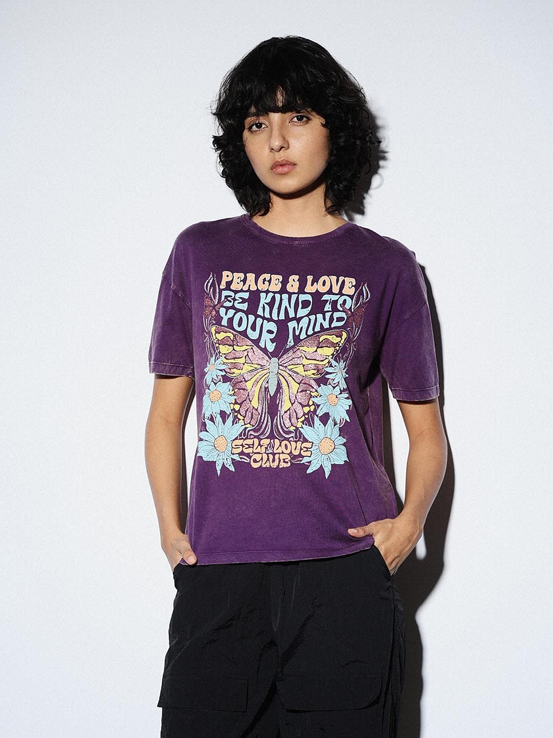 Purple Graphic Print T-Shirt