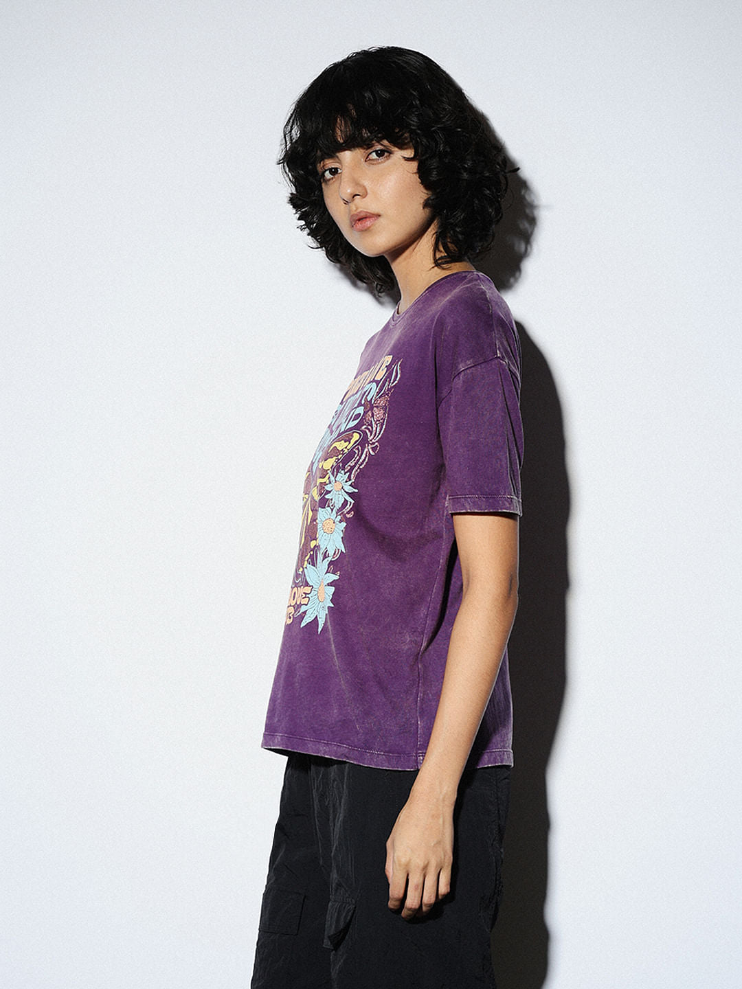 Purple Graphic Print T-Shirt