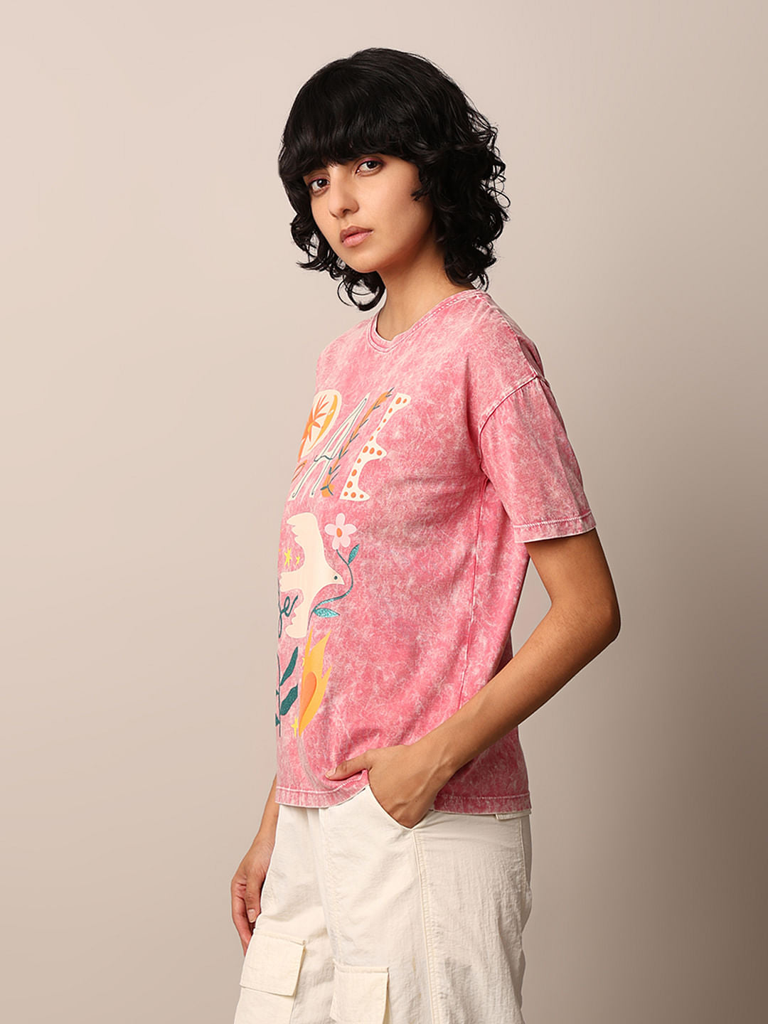 Peach Graphic Print T-Shirt