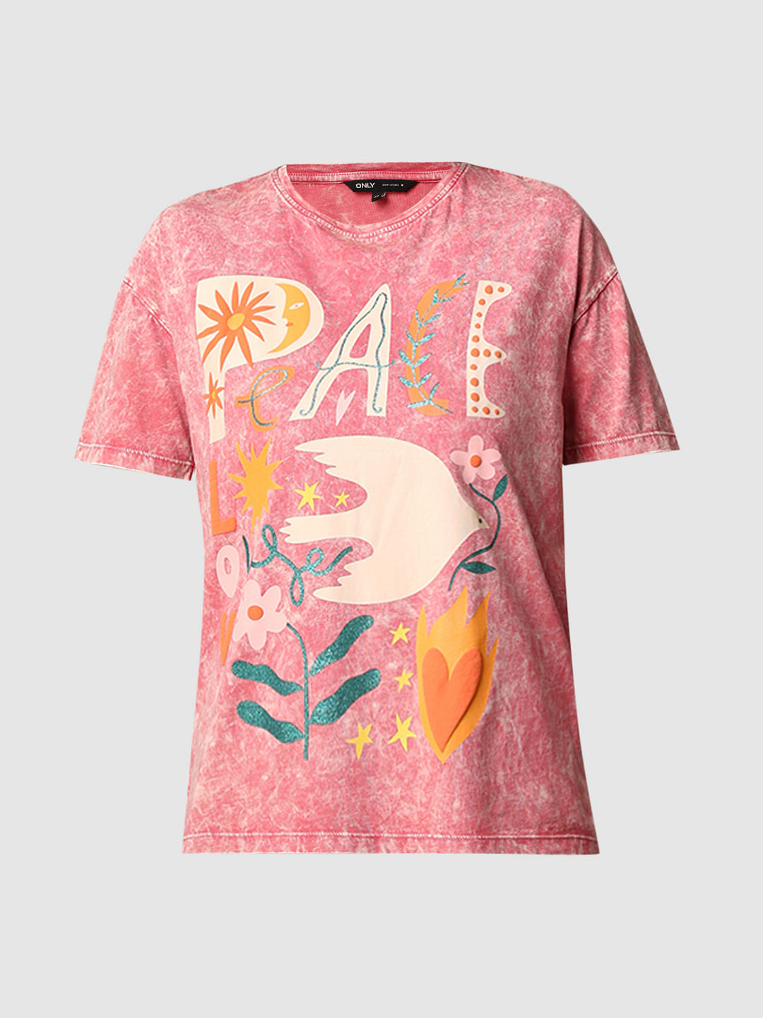 Peach Graphic Print T-Shirt