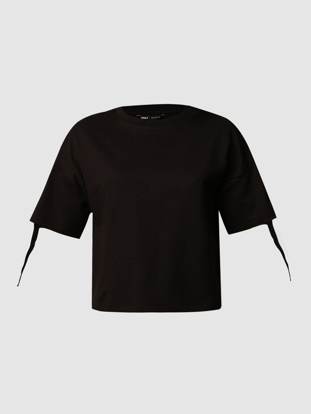 Black Fitted Strap Detail T-Shirt