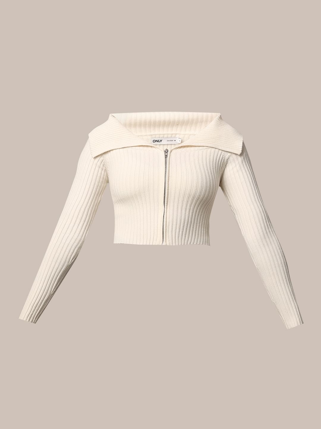 White Cropped Fitted Cardigan