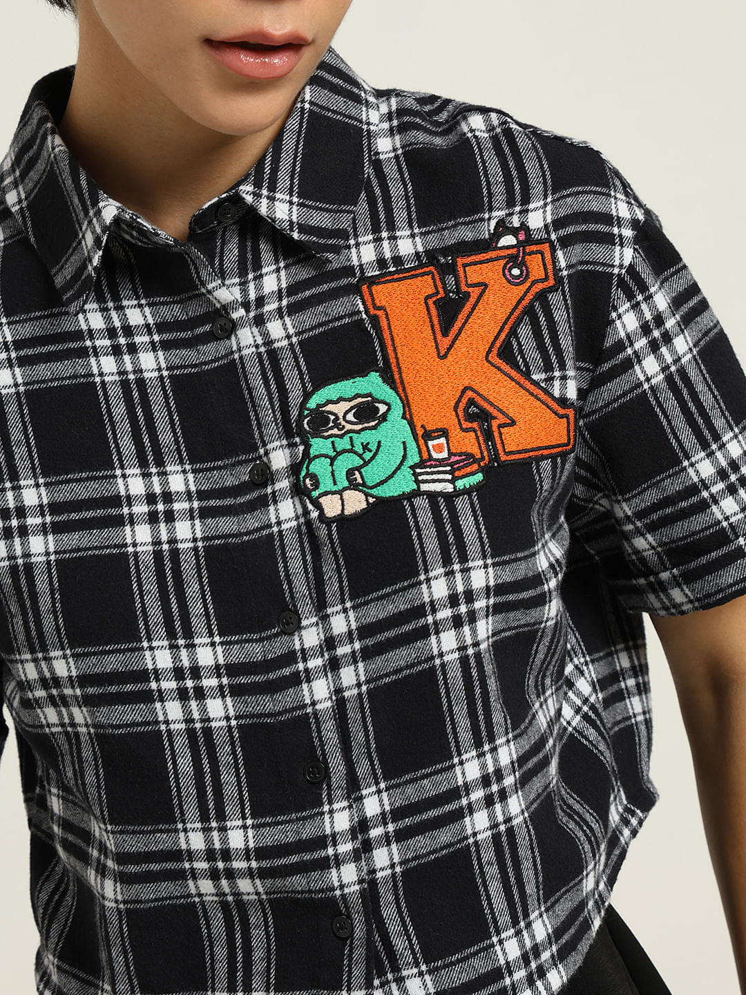 Ketnipz Black Cropped Check Shirt