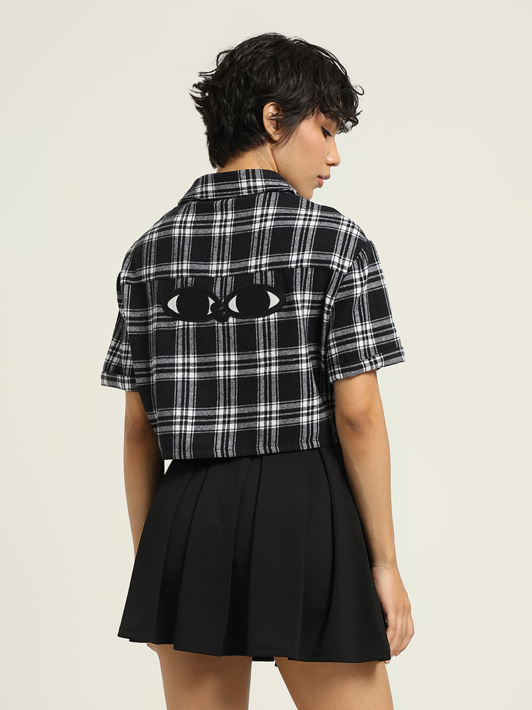 Ketnipz Black Cropped Check Shirt
