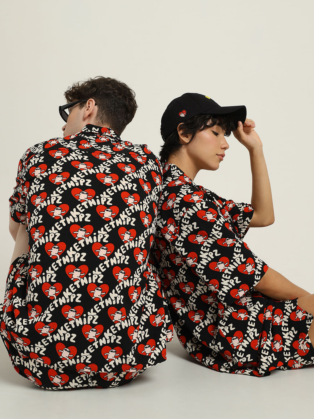 Ketnipz Black Unisex Printed Co-Ord Set Shirt