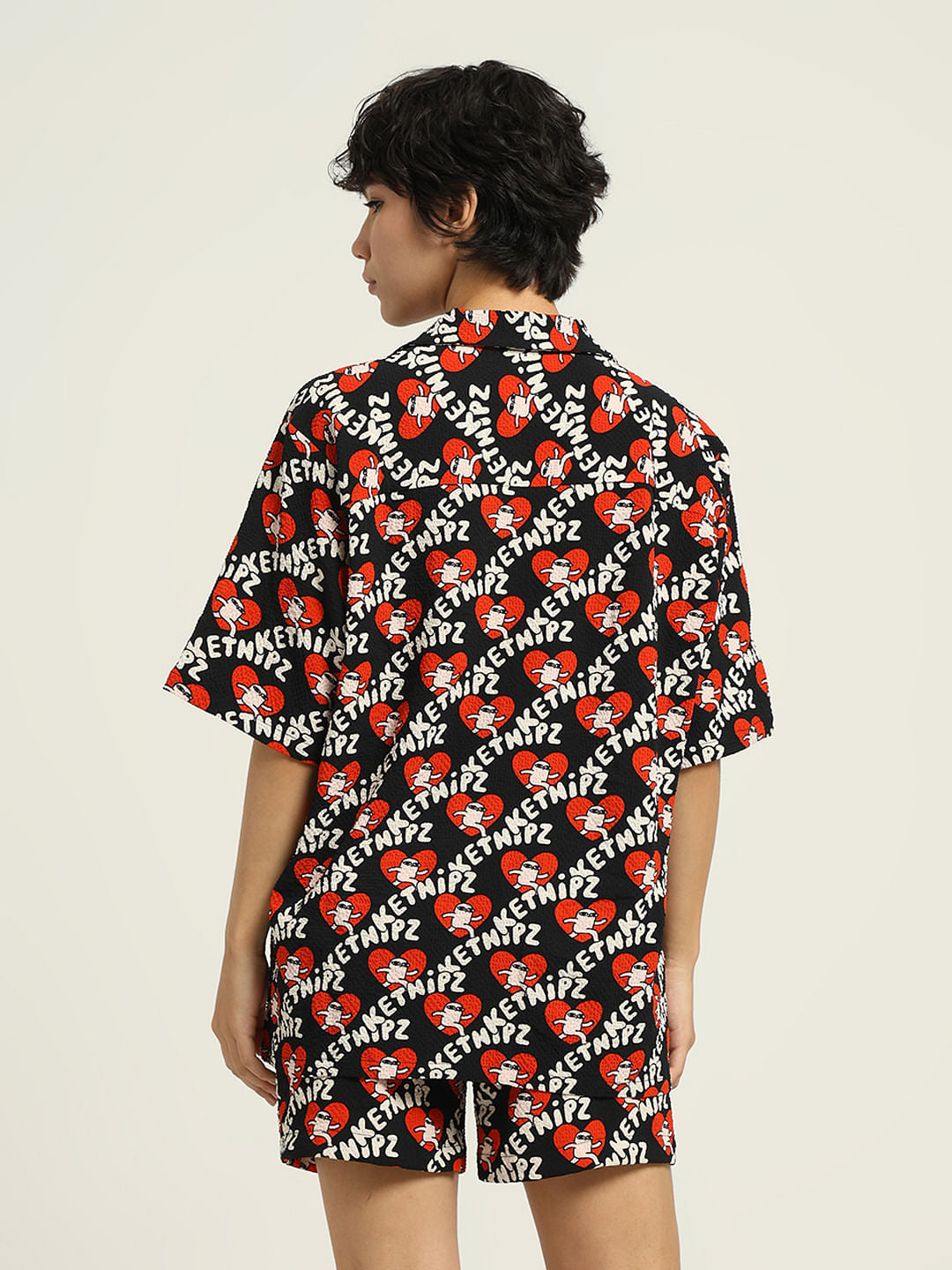 Ketnipz Black Unisex Printed Co-Ord Set Shirt