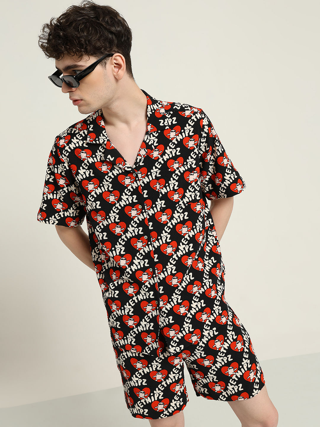 Ketnipz Black Unisex Printed Co-Ord Set Shirt