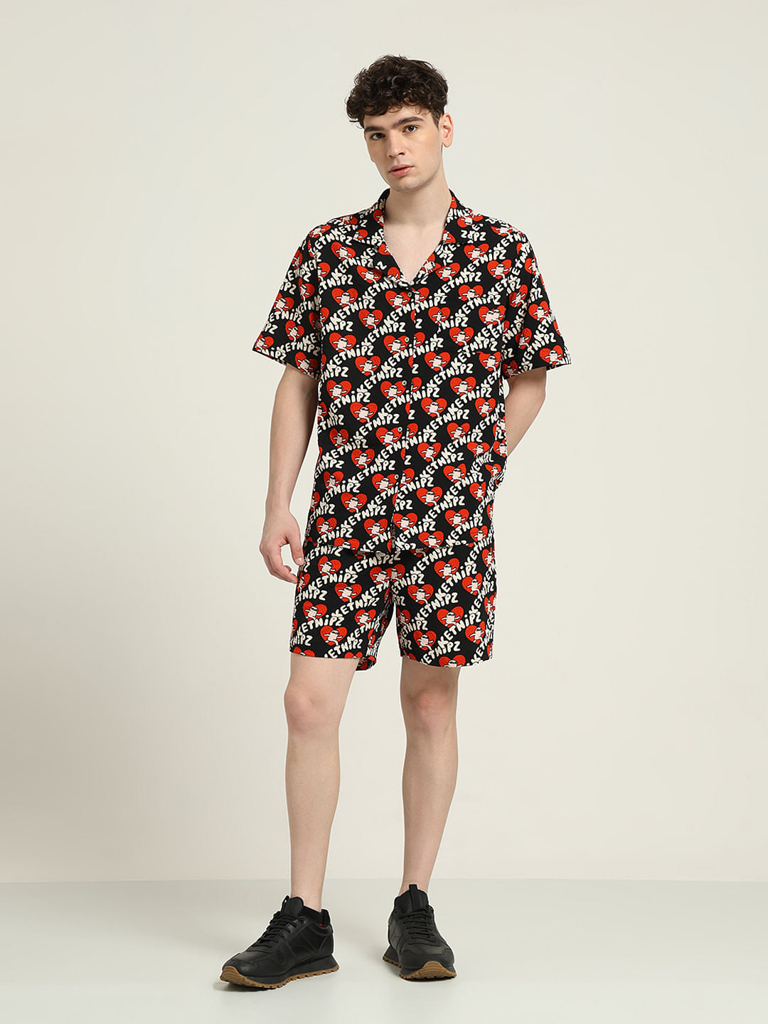 Ketnipz Black Unisex Printed Co-Ord Set Shirt