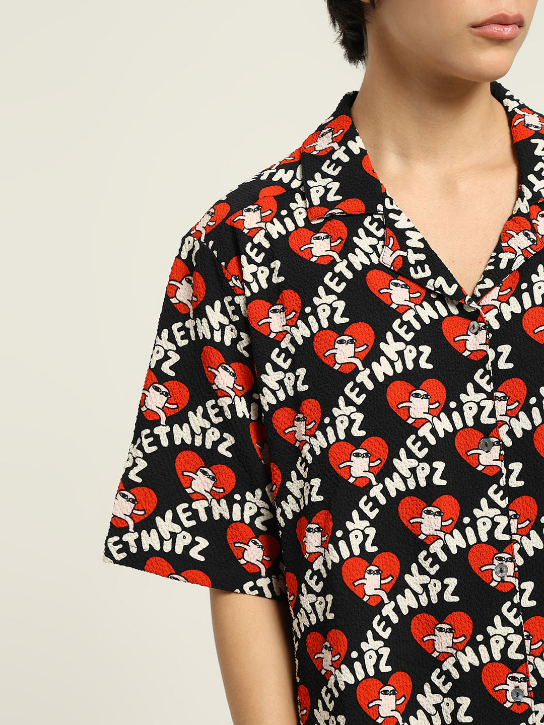 Ketnipz Black Unisex Printed Co-Ord Set Shirt