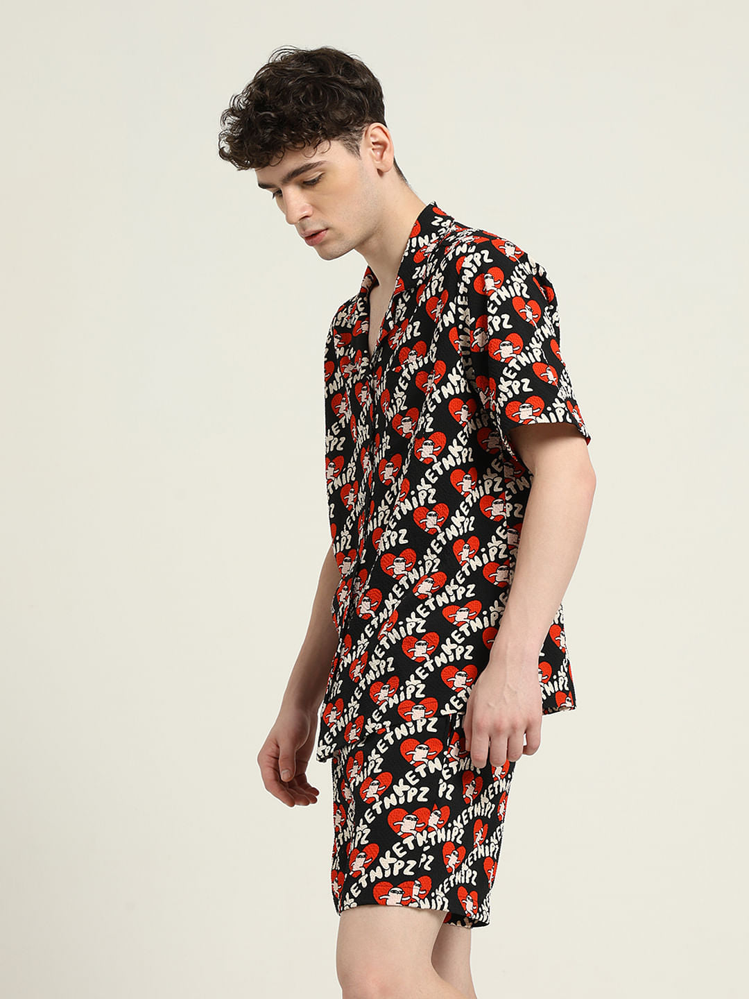 Ketnipz Black Unisex Printed Co-Ord Set Shirt