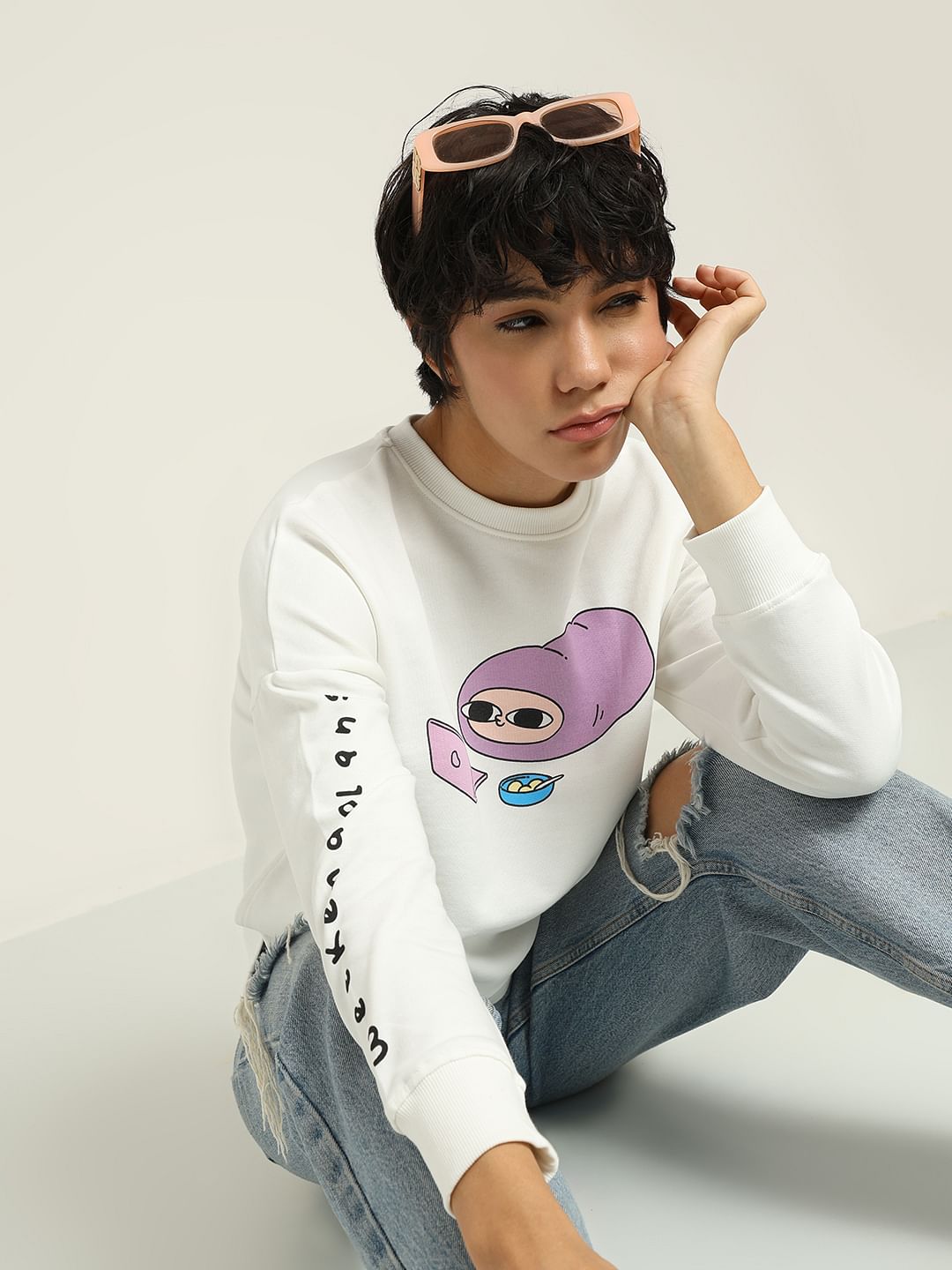 Ketnipz White Printed Sweatshirt