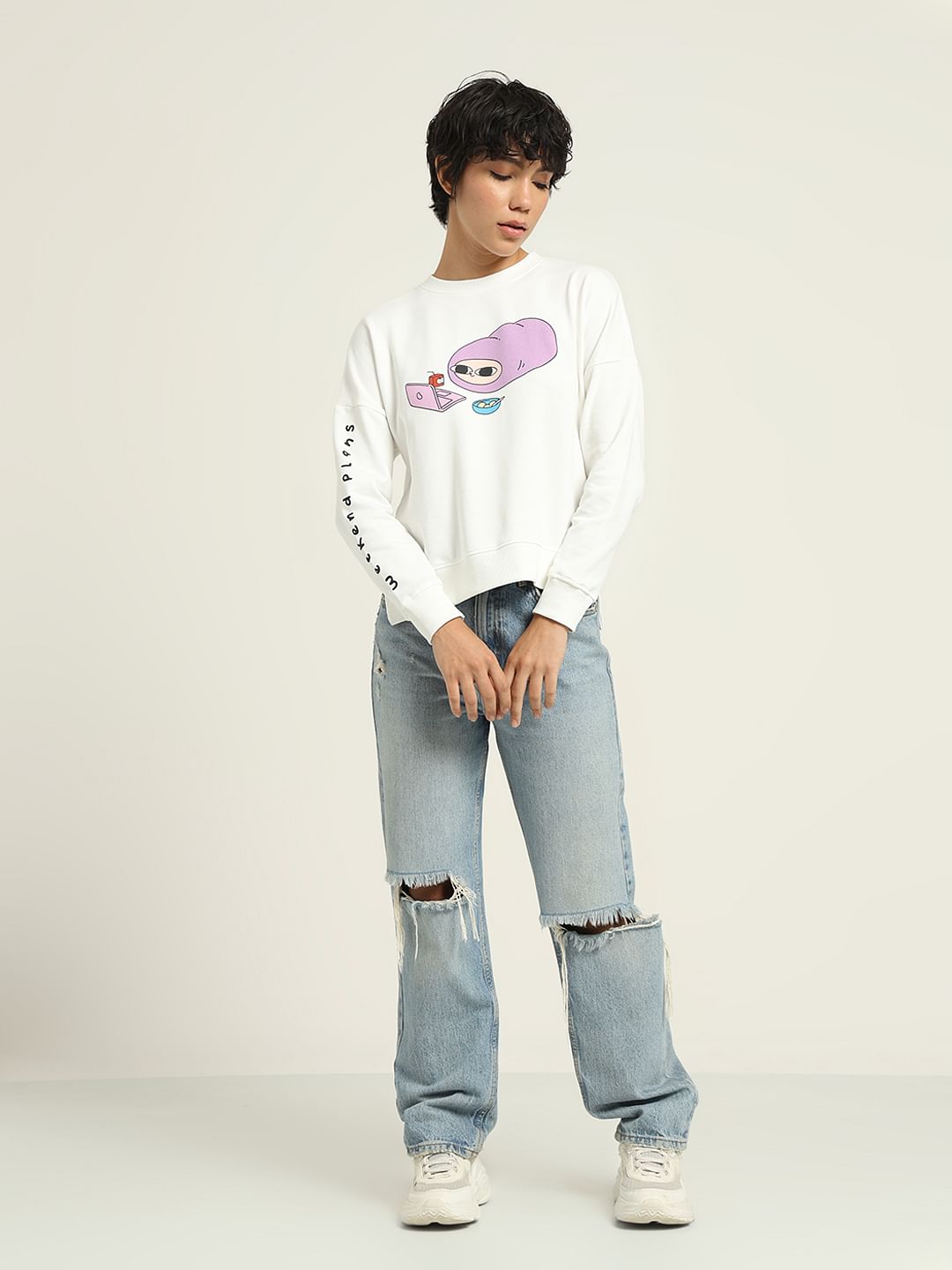 Ketnipz White Printed Sweatshirt