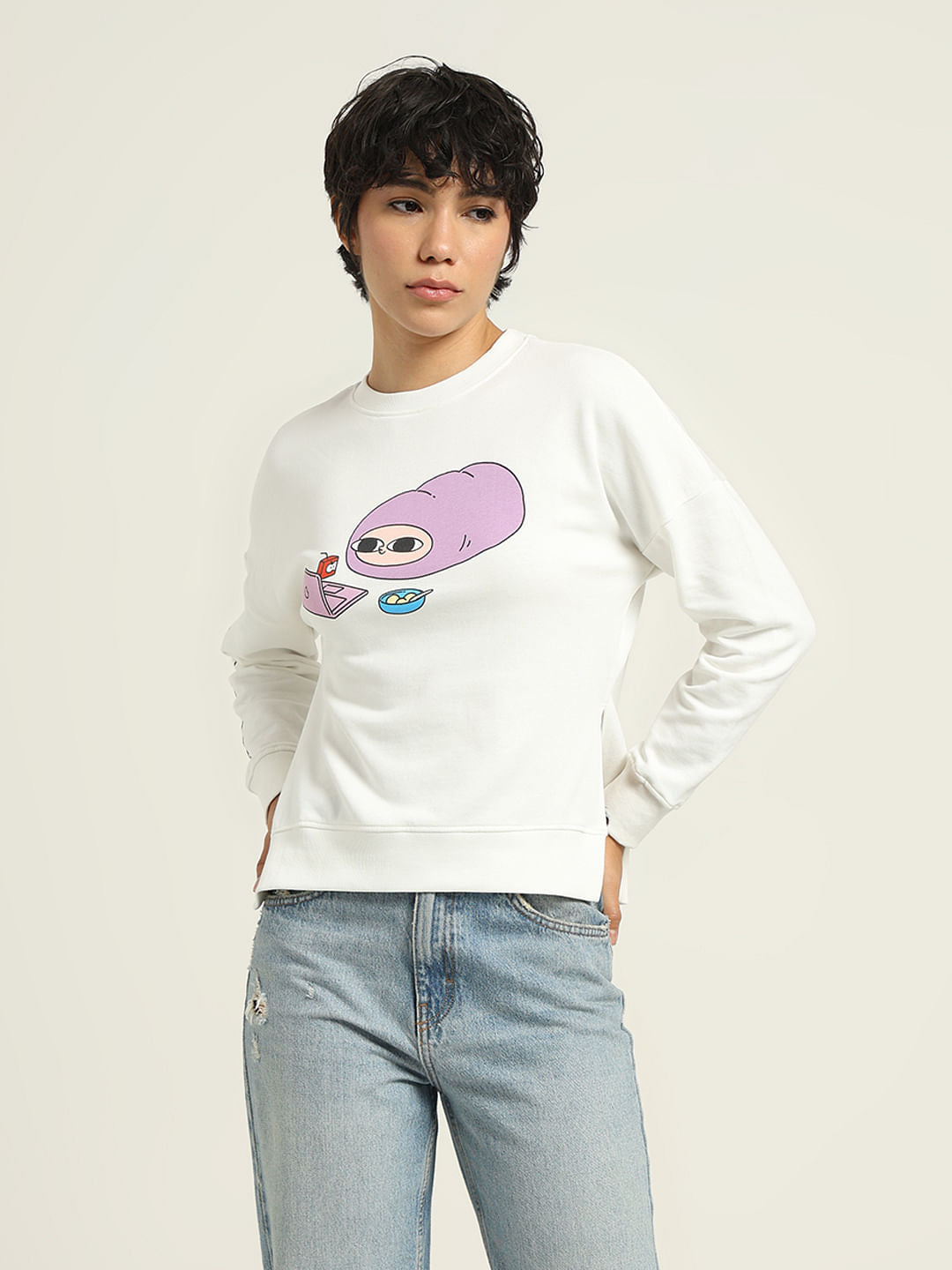 Ketnipz White Printed Sweatshirt