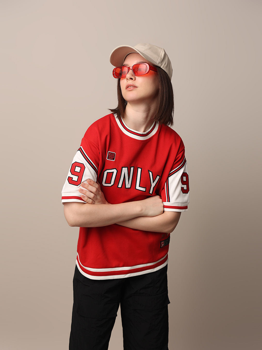 Red Varsity Applique Print T-Shirt