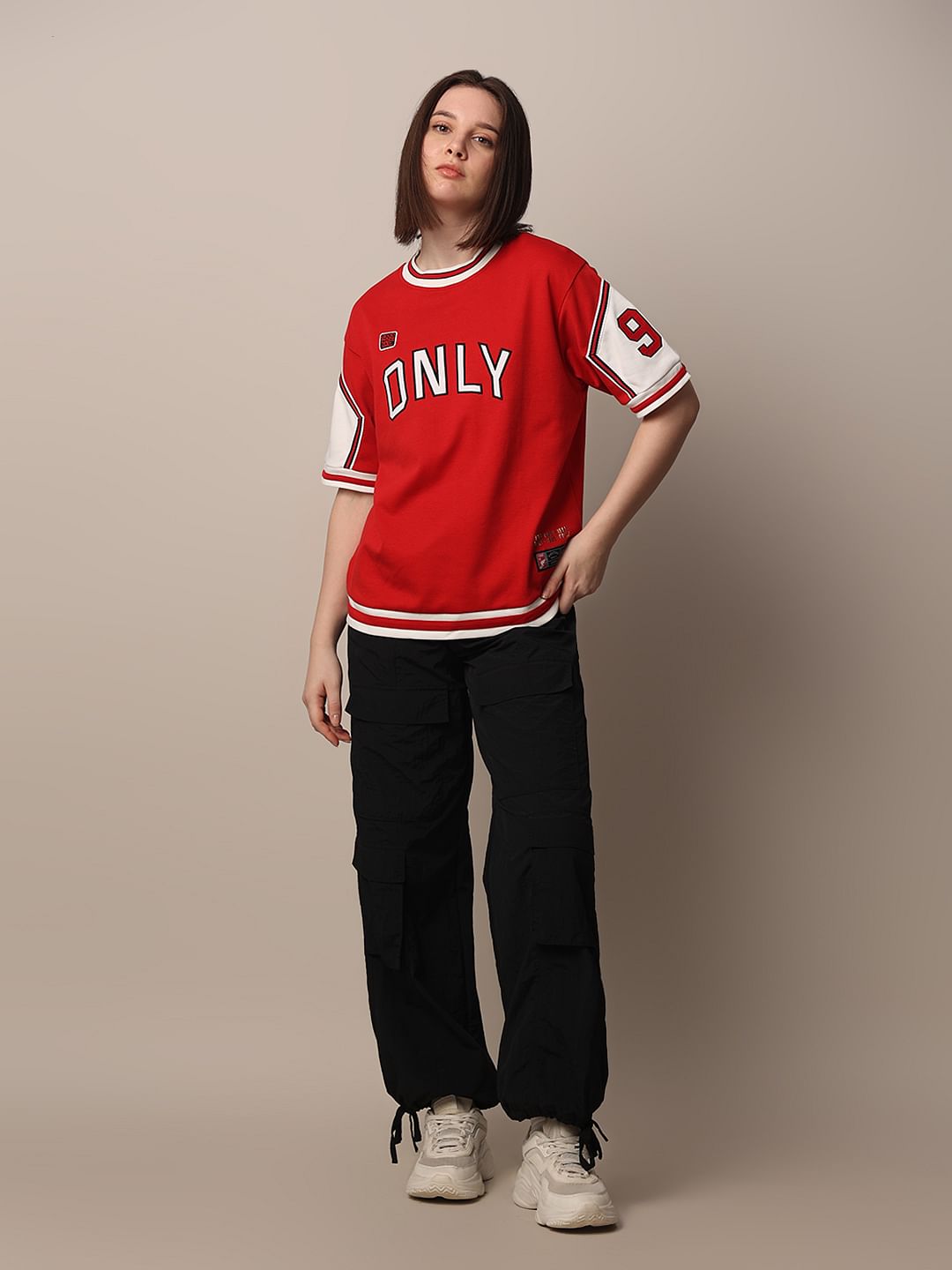 Red Varsity Applique Print T-Shirt