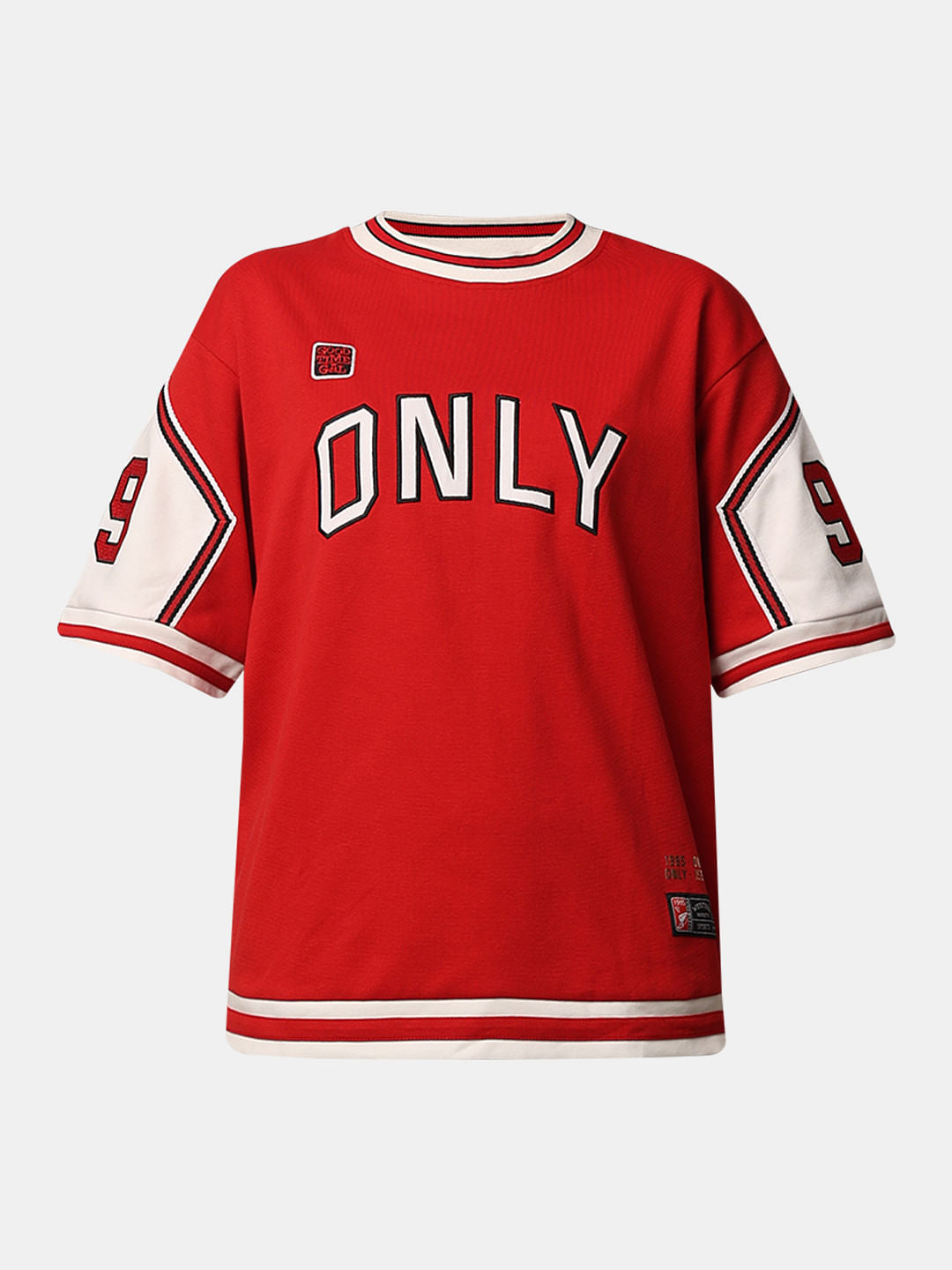 Red Varsity Applique Print T-Shirt