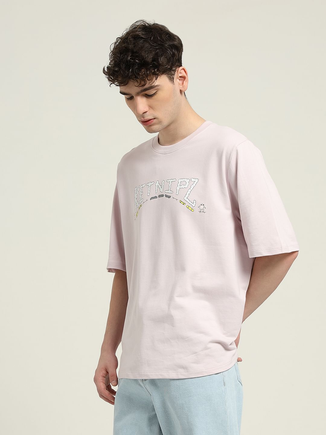 Ketnipz Purple Unisex Printed Oversized T-Shirt