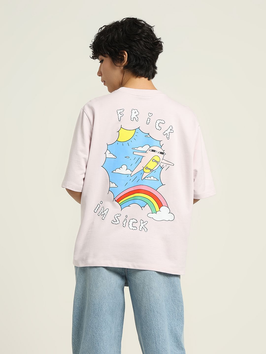 Ketnipz Purple Unisex Printed Oversized T-Shirt