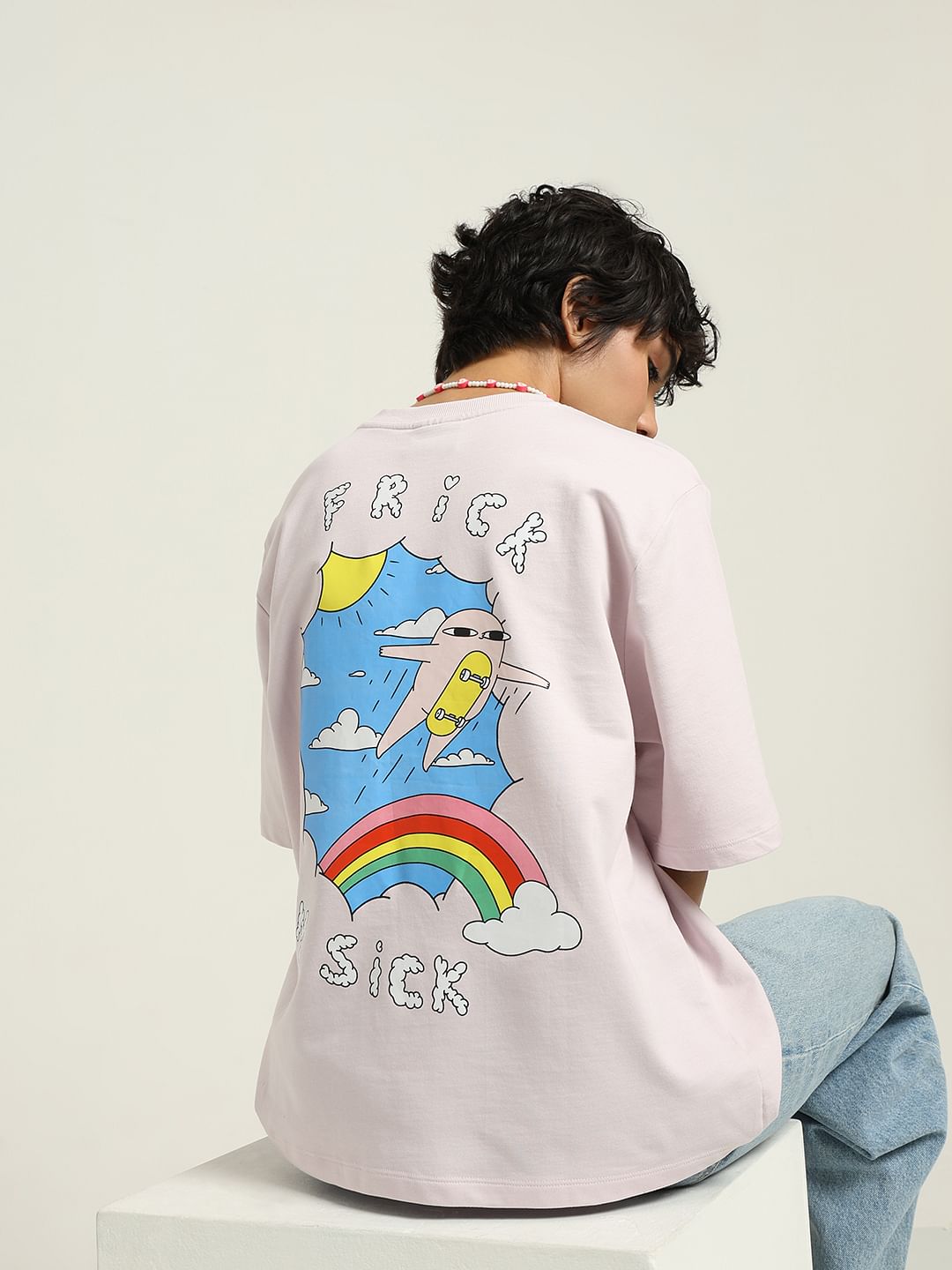 Ketnipz Purple Unisex Printed Oversized T-Shirt