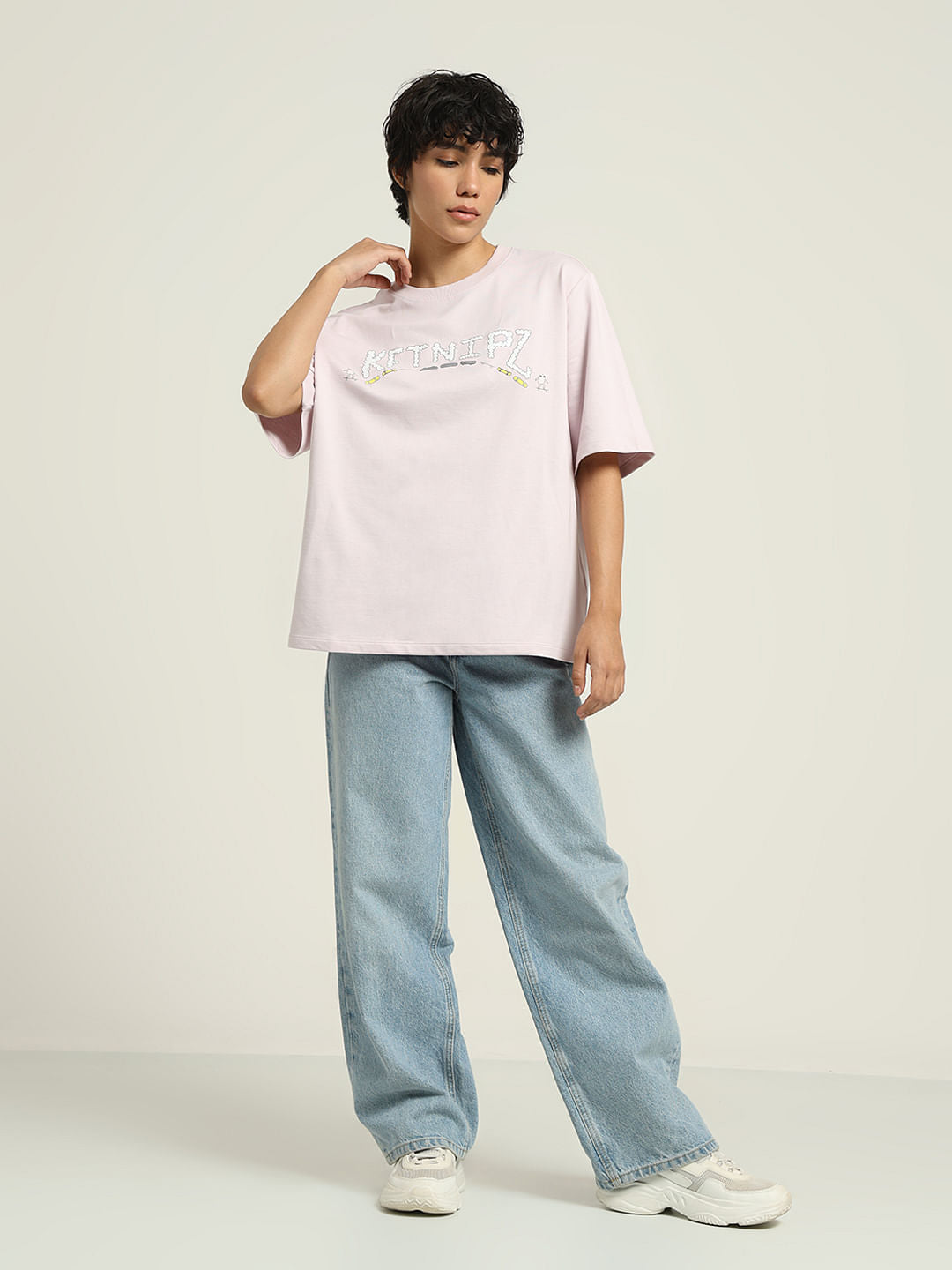 Ketnipz Purple Unisex Printed Oversized T-Shirt