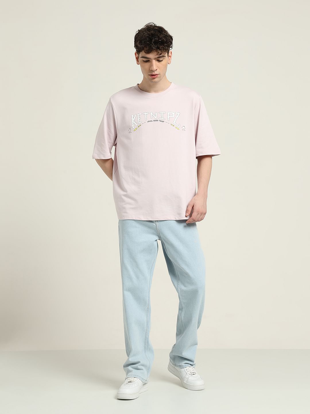 Ketnipz Purple Unisex Printed Oversized T-Shirt