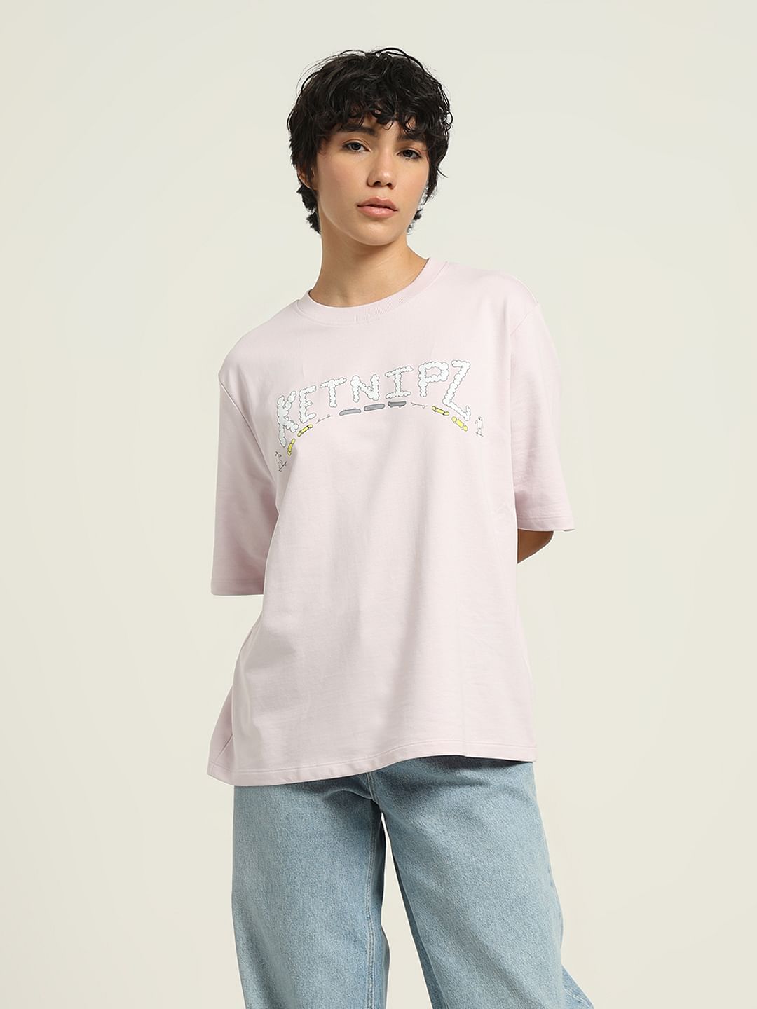 Ketnipz Purple Unisex Printed Oversized T-Shirt
