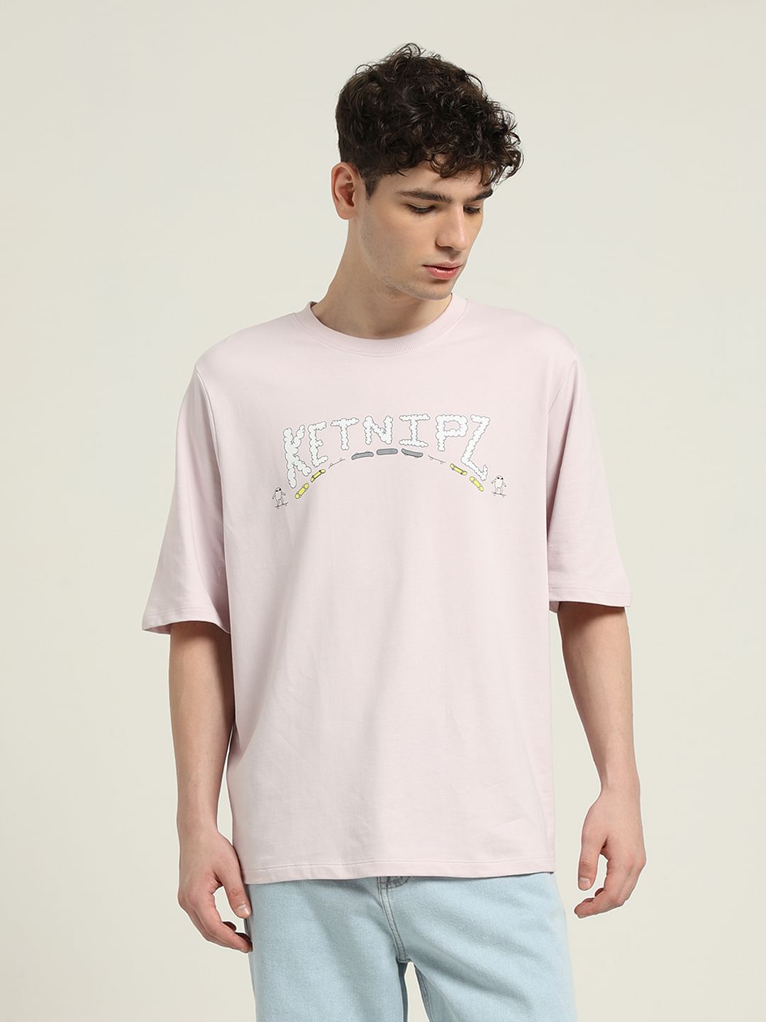 Ketnipz Purple Unisex Printed Oversized T-Shirt