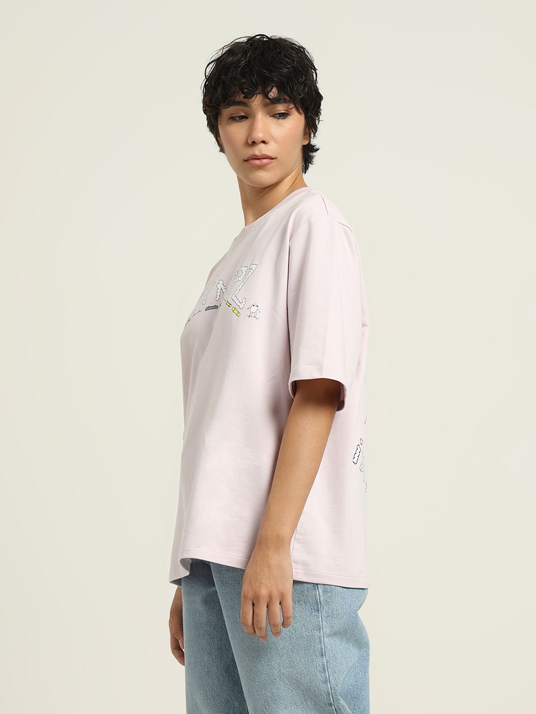 Ketnipz Purple Unisex Printed Oversized T-Shirt