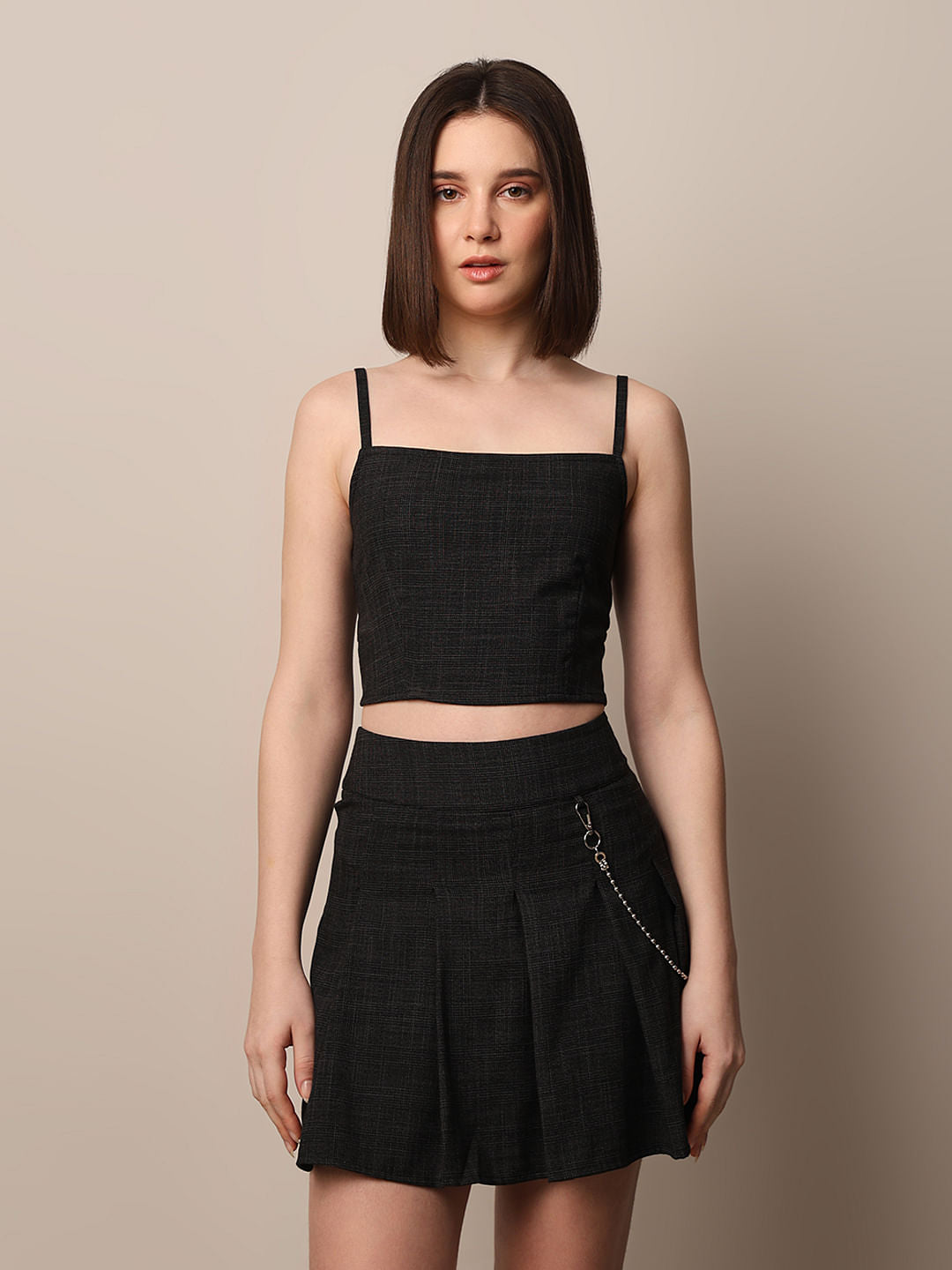 Black Co-Ord Set Crop Top