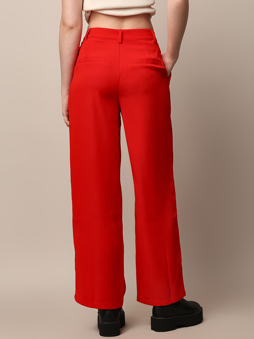 Red High Rise Tailored Co-Ord Set Pants