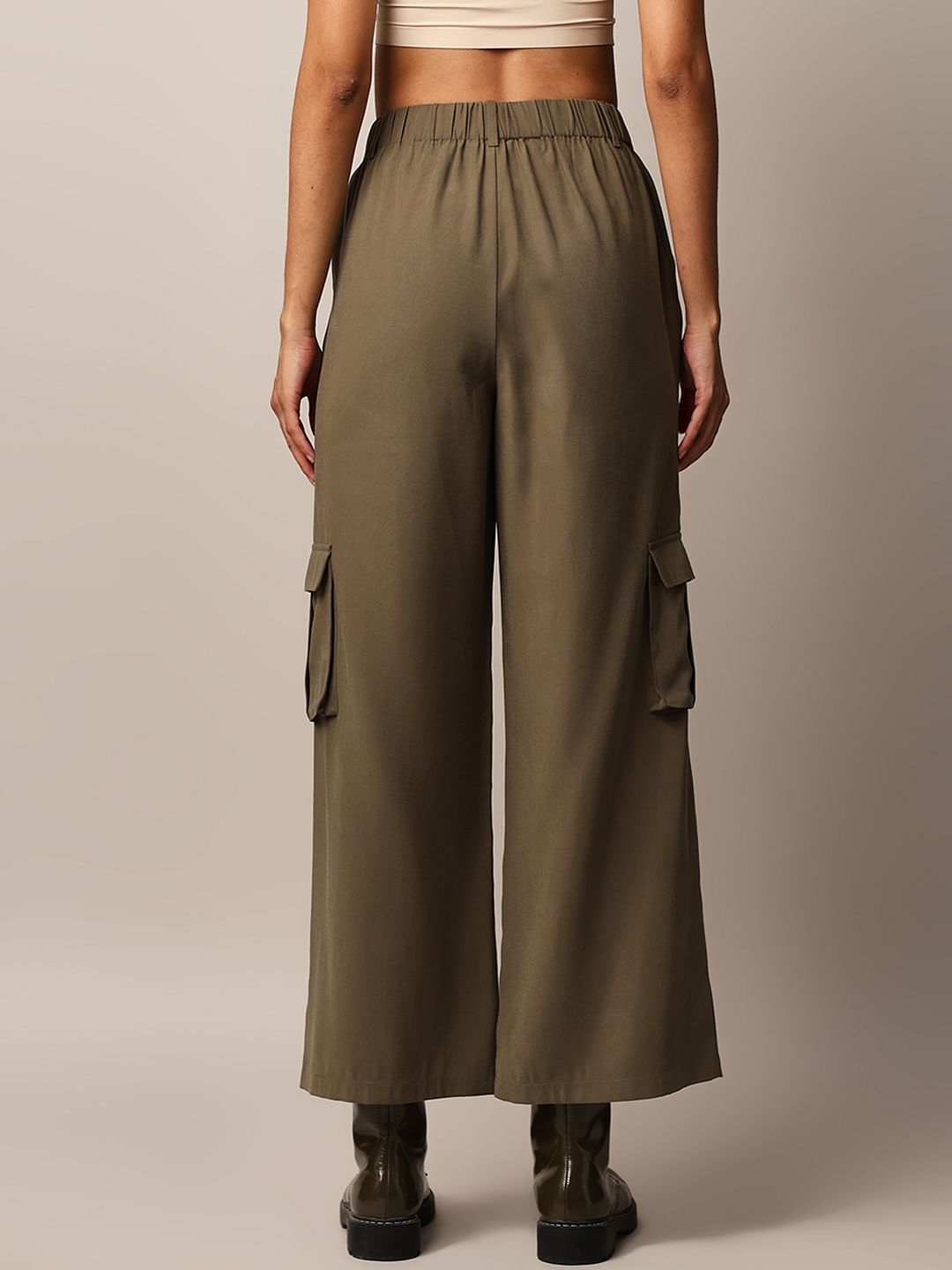 Dark Olive High Rise Co-Ord Set Pants