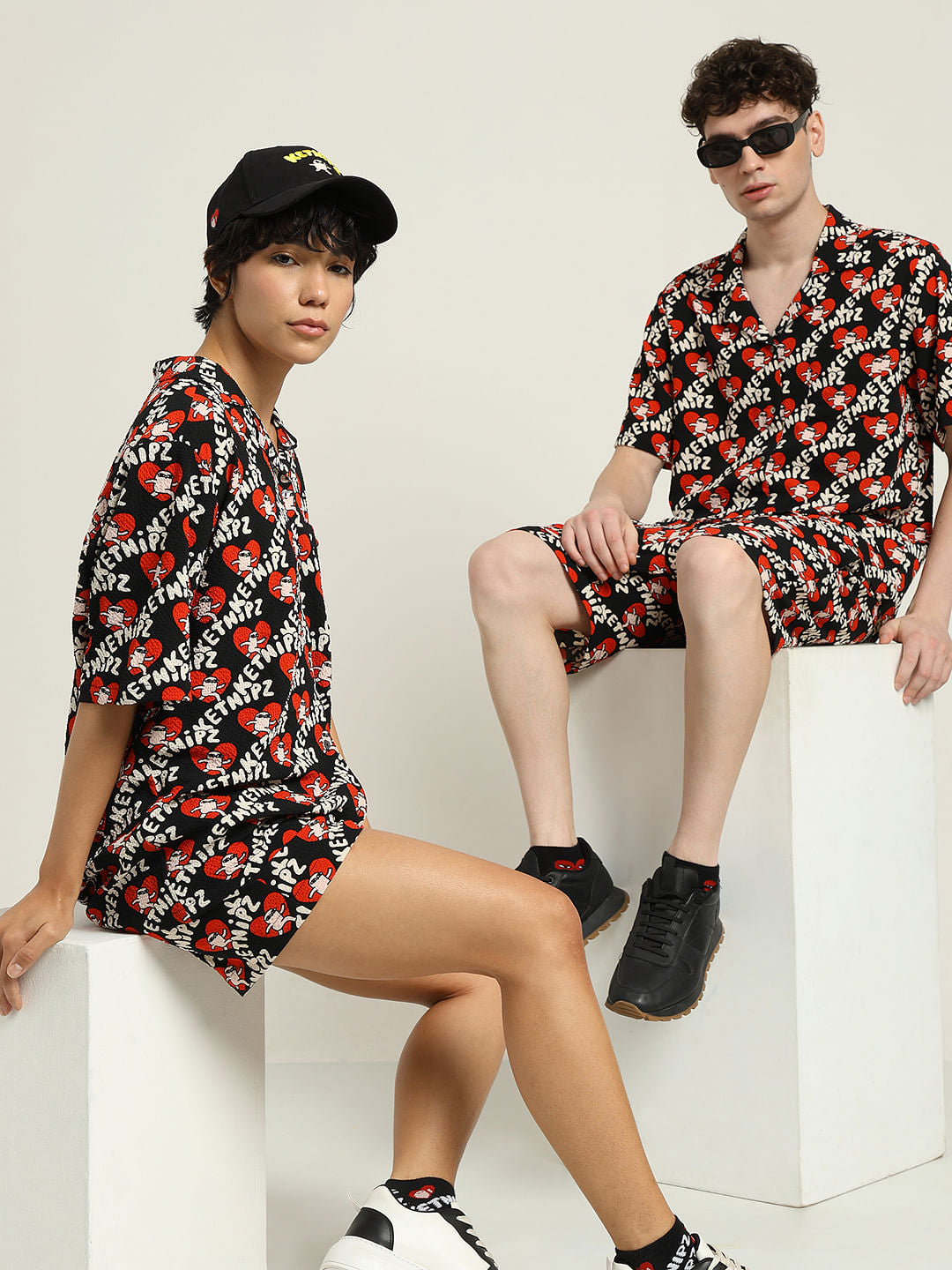 Ketnipz Black Unisex Printed Co-Ord Set Shorts