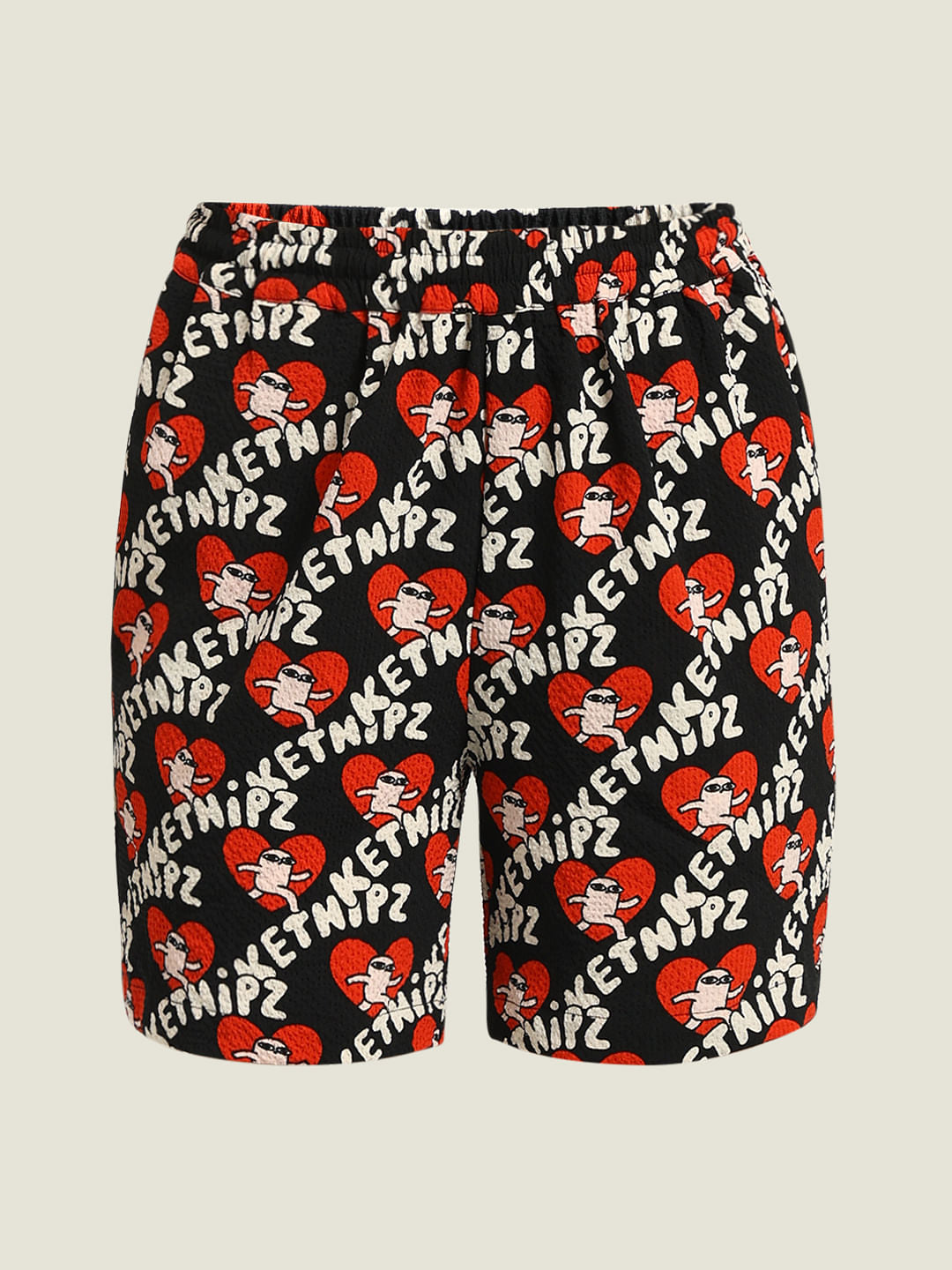 Ketnipz Black Unisex Printed Co-Ord Set Shorts