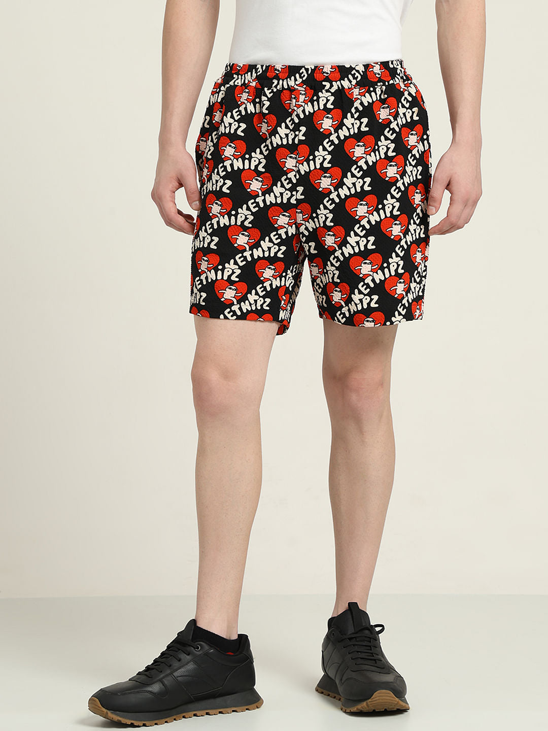 Ketnipz Black Unisex Printed Co-Ord Set Shorts