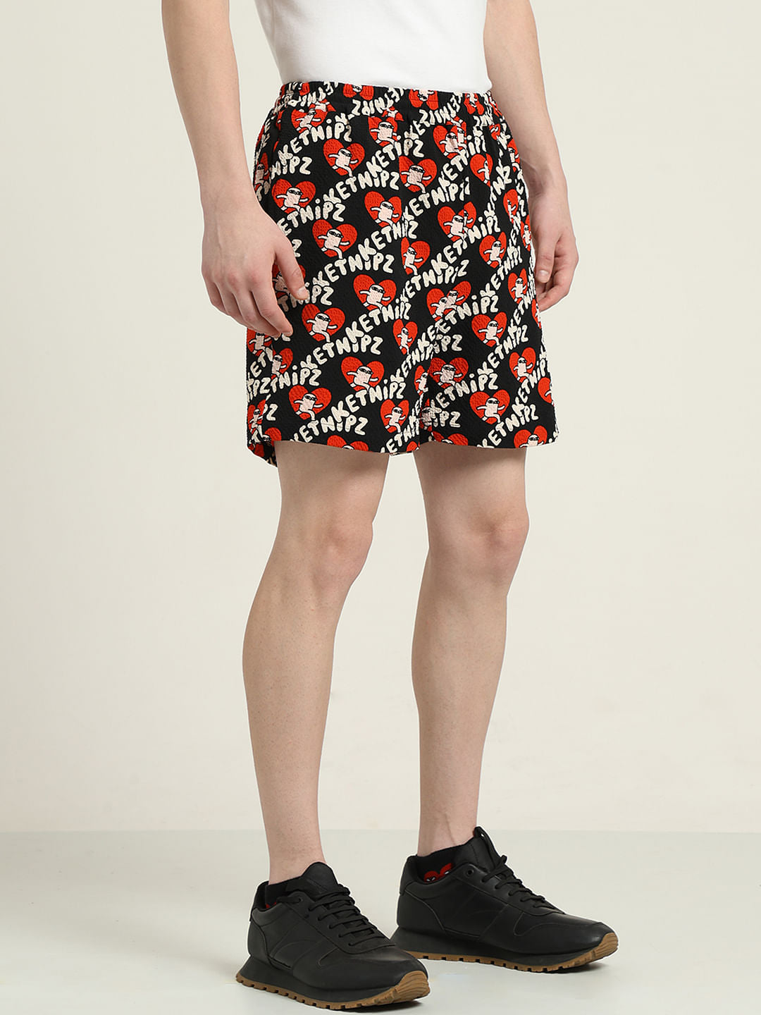 Ketnipz Black Unisex Printed Co-Ord Set Shorts
